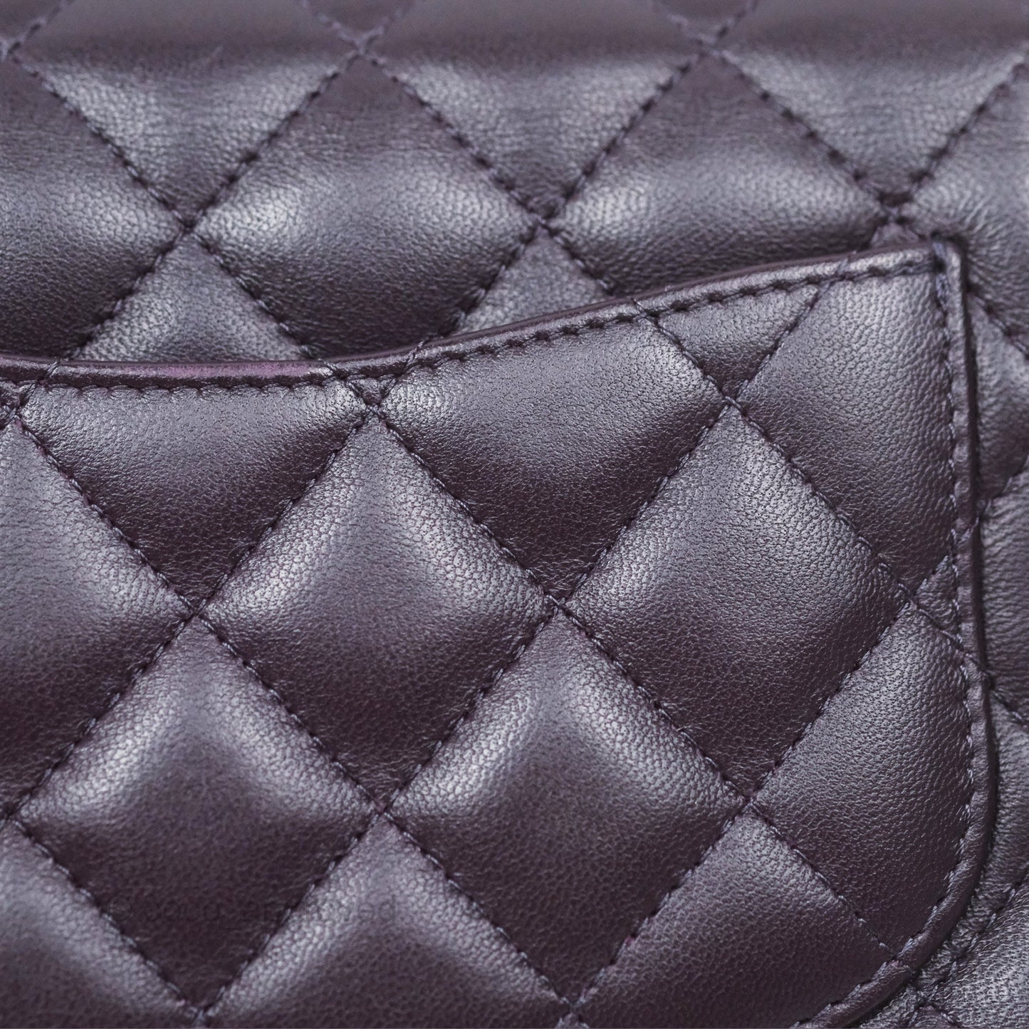 Chanel Quilted Mini Square Dark Purple Lambskin Silver Hardware