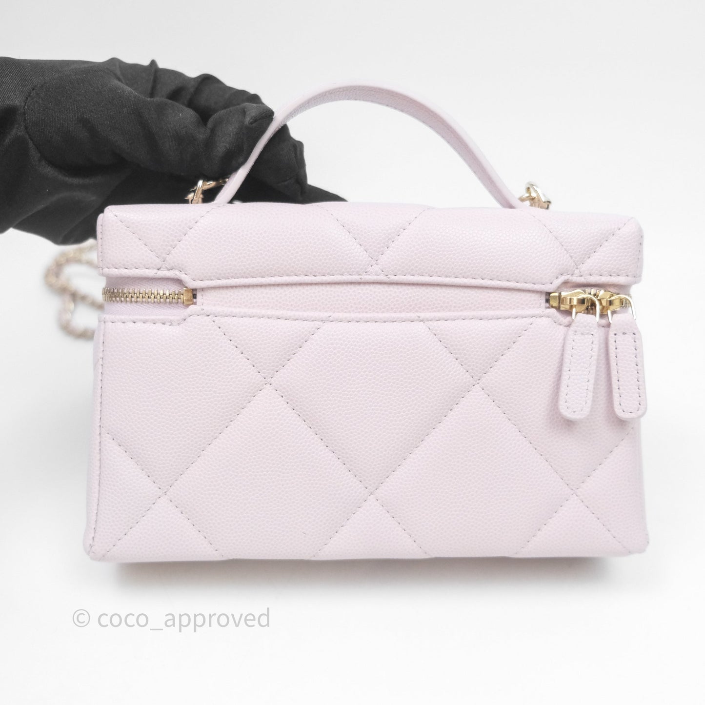 Chanel Top Handle Long Vanity with Chain Light Lilac Pink Caviar Gold Hardware