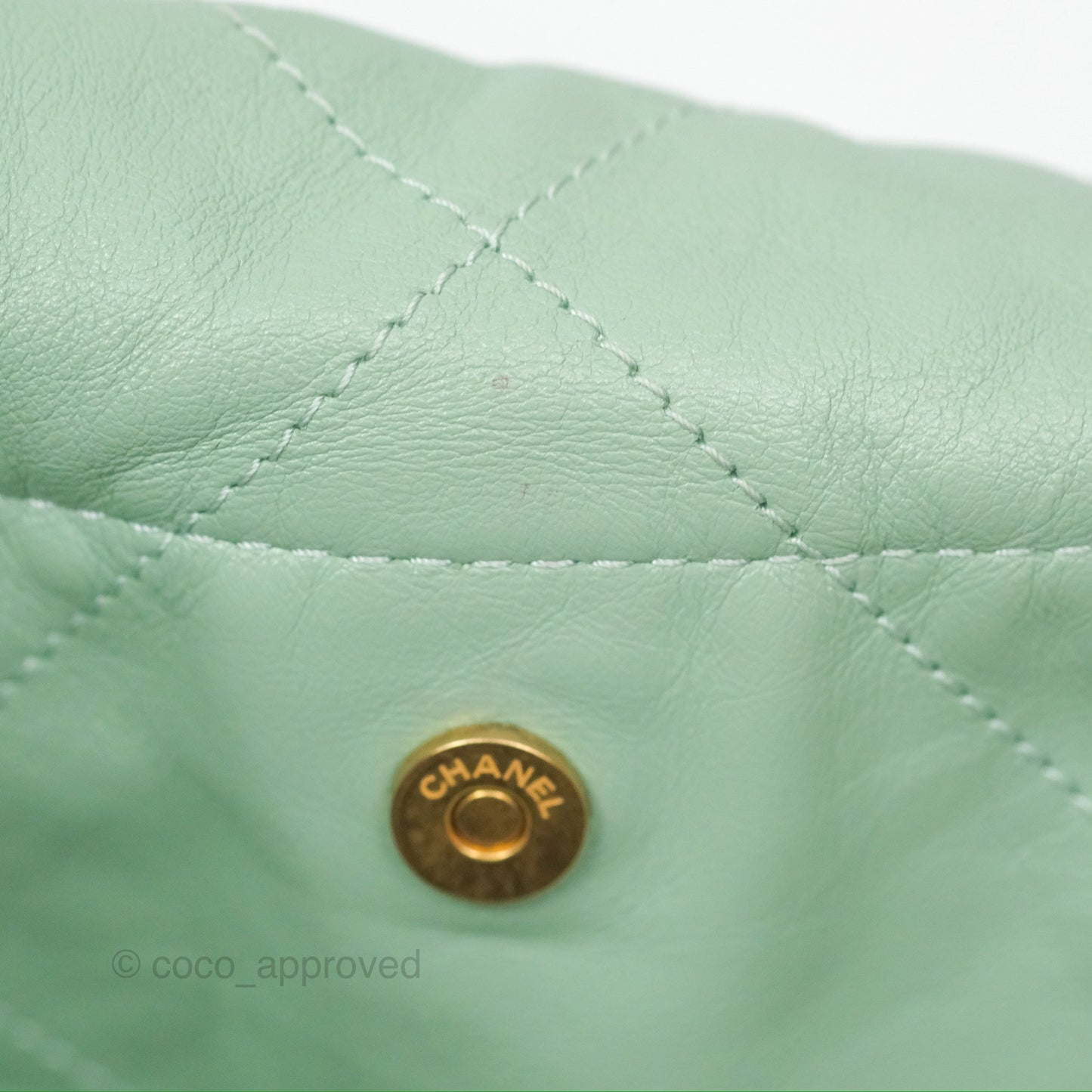Chanel 22 Small Mint Green Shiny Aged Calfskin Aged Gold Hardware