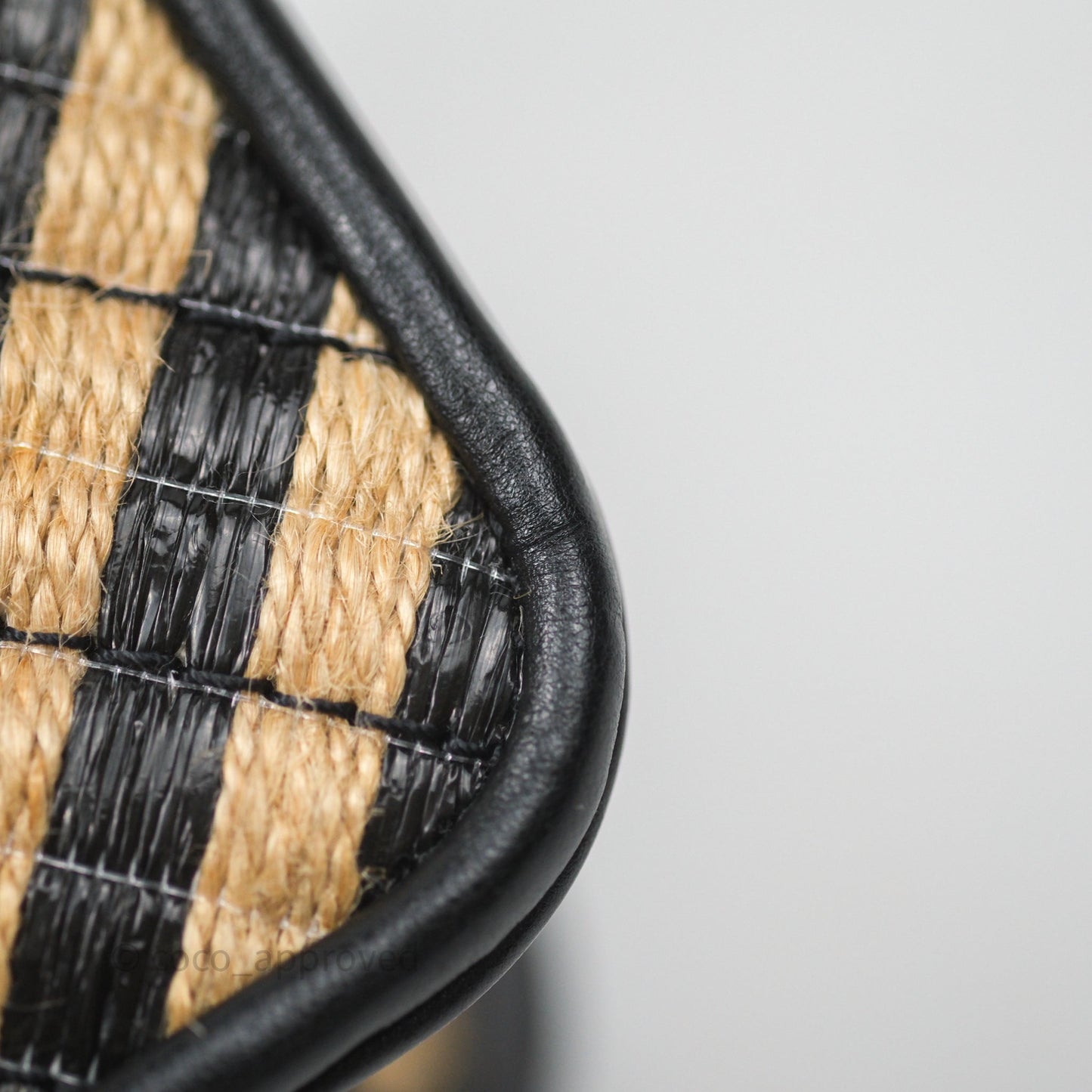 Chanel Quilted Mini Rectangular Flap Raffia Jute Thread Black & Beige Gold Hardware
