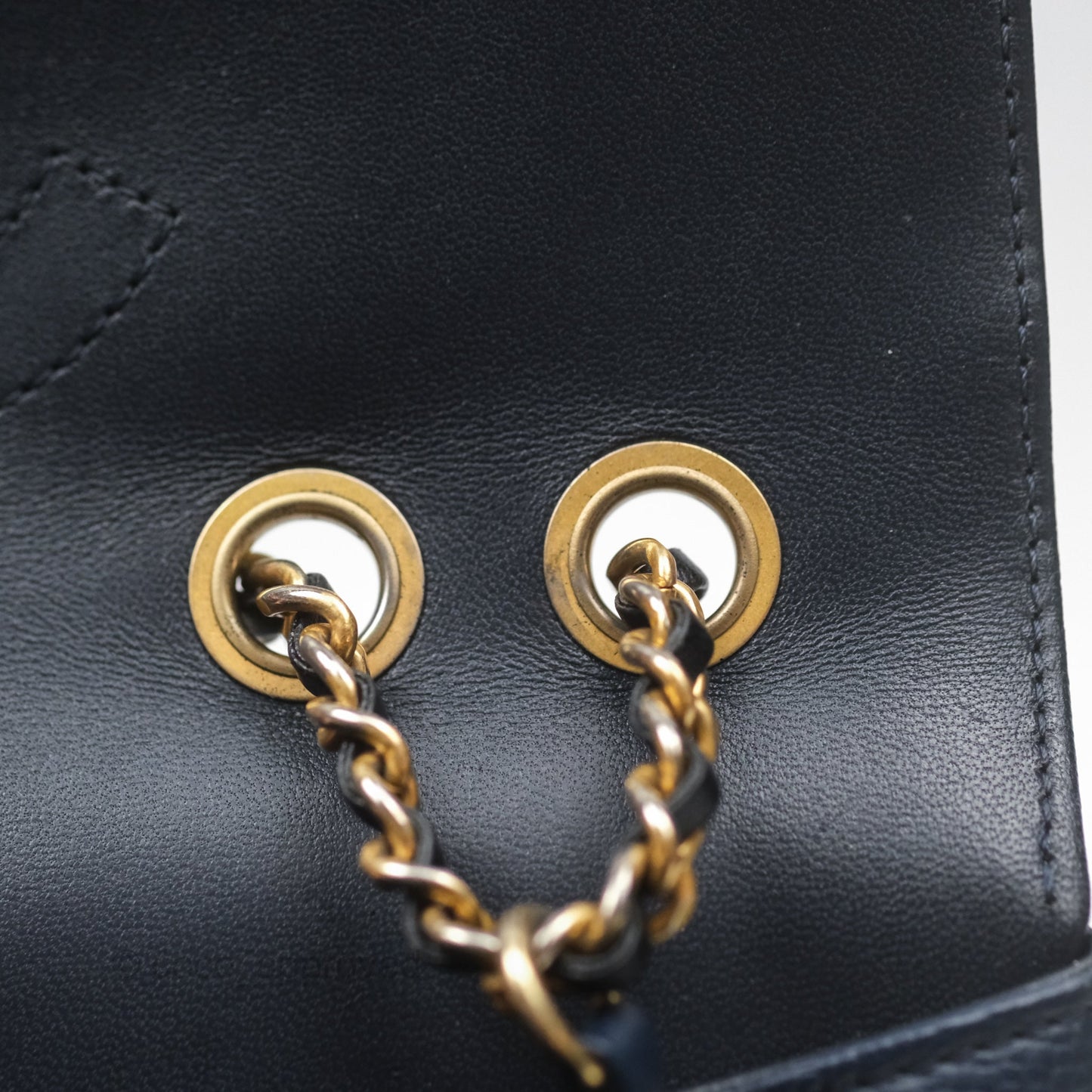 Chanel Small CC Filigree Flap Quilted Navy Black Caviar Aged Gold Hardware
