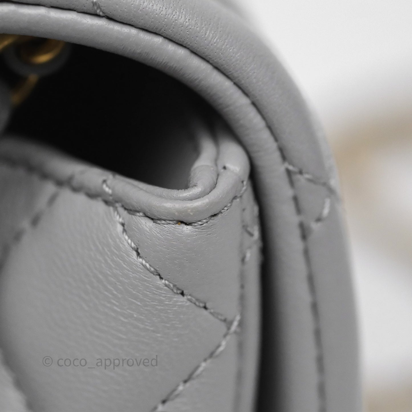 Chanel Pearl Crush Mini Square Quilted Grey Lambskin Aged Gold Hardware