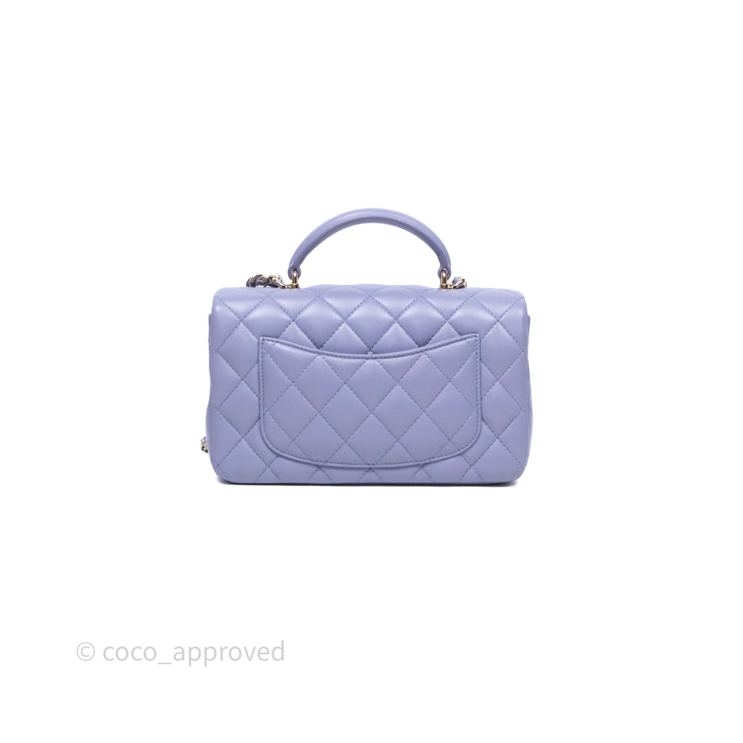 Chanel Top Handle Mini Rectangular Flap Purple Lambskin Gold Hardware