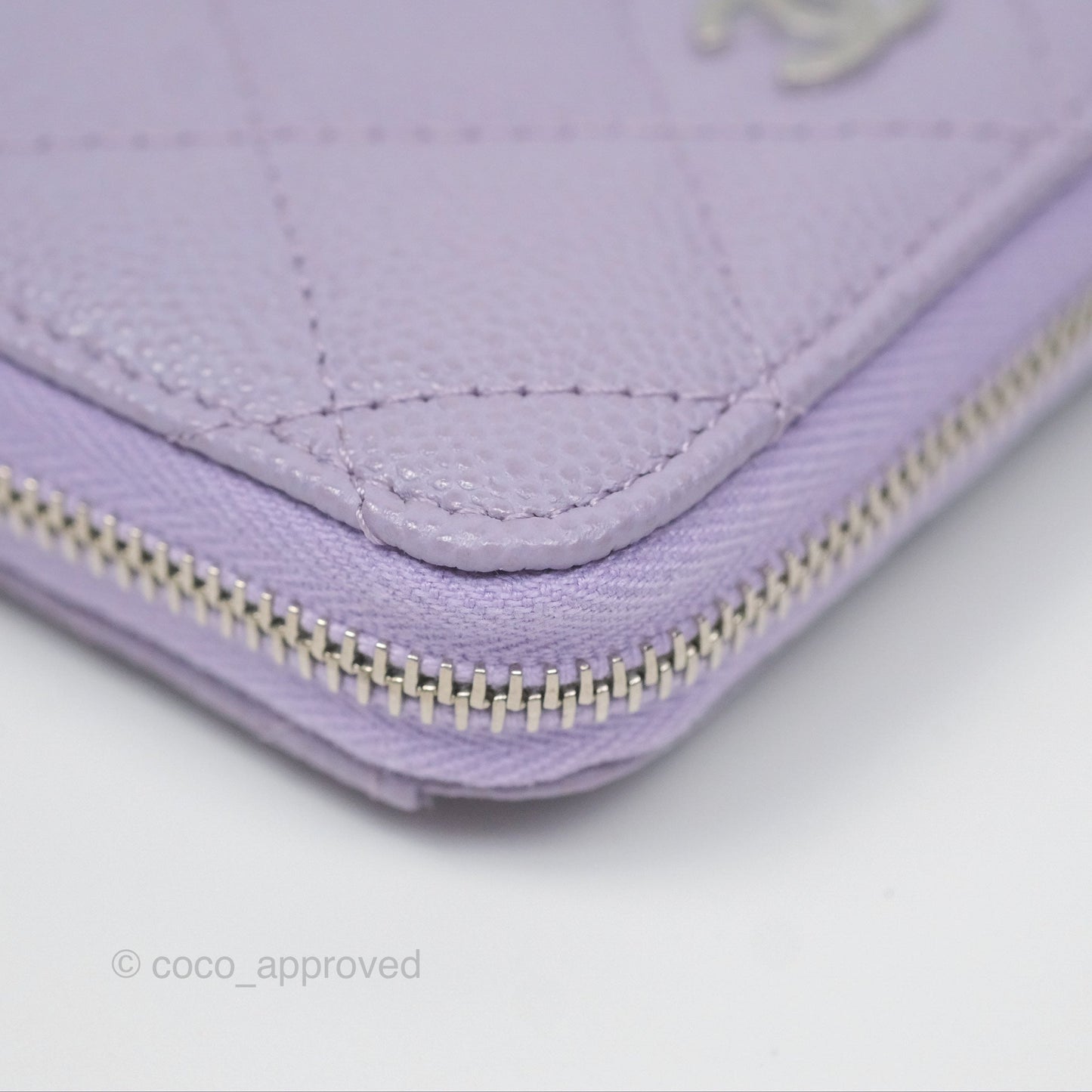 Chanel Classic Zipped Coin Purse Lilac Caviar Silver Hardware