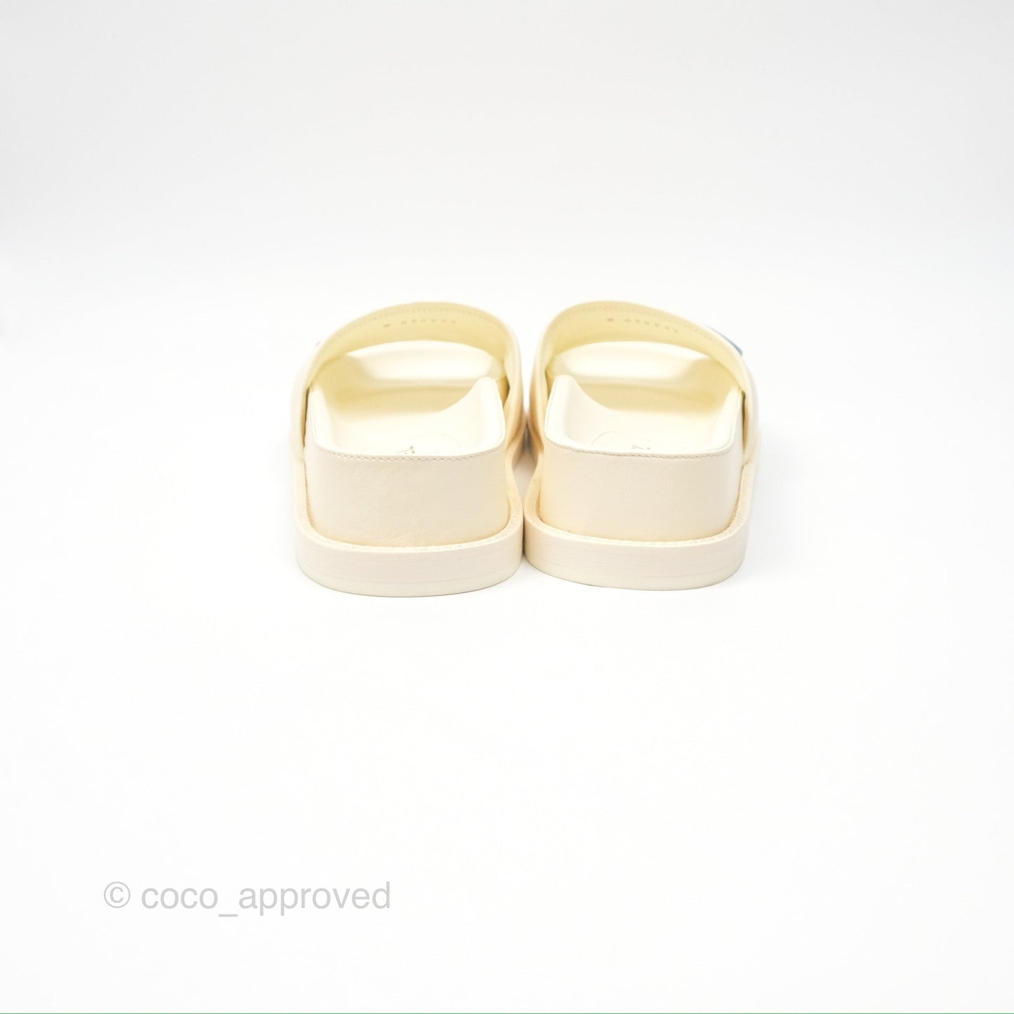 Chanel Multi-color Cha-Nel Logo Ivory Lambskin Slippers