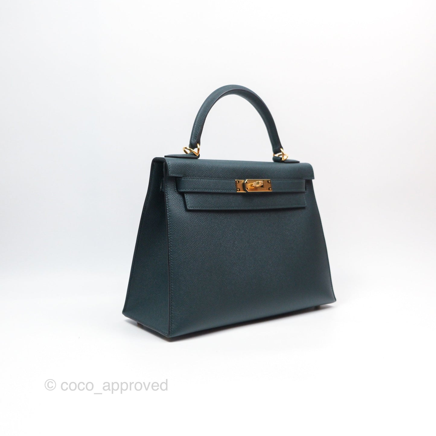Hermès Kelly II 28 Sellier Vert Cypress 6O Veau Epsom Gold Hardware
