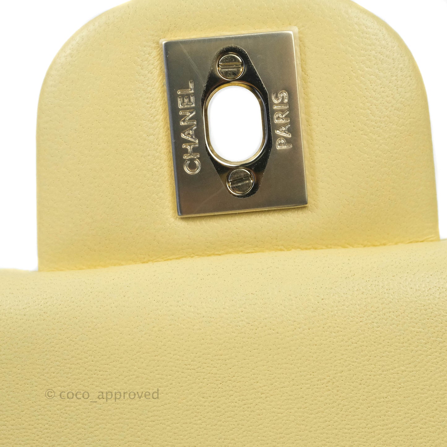 Chanel Quilted Mini Square Yellow Lambskin Gold Hardware