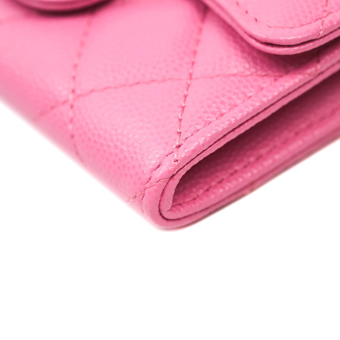 Chanel Caviar Quilted Flap Card Holder Pink Gold Hardware