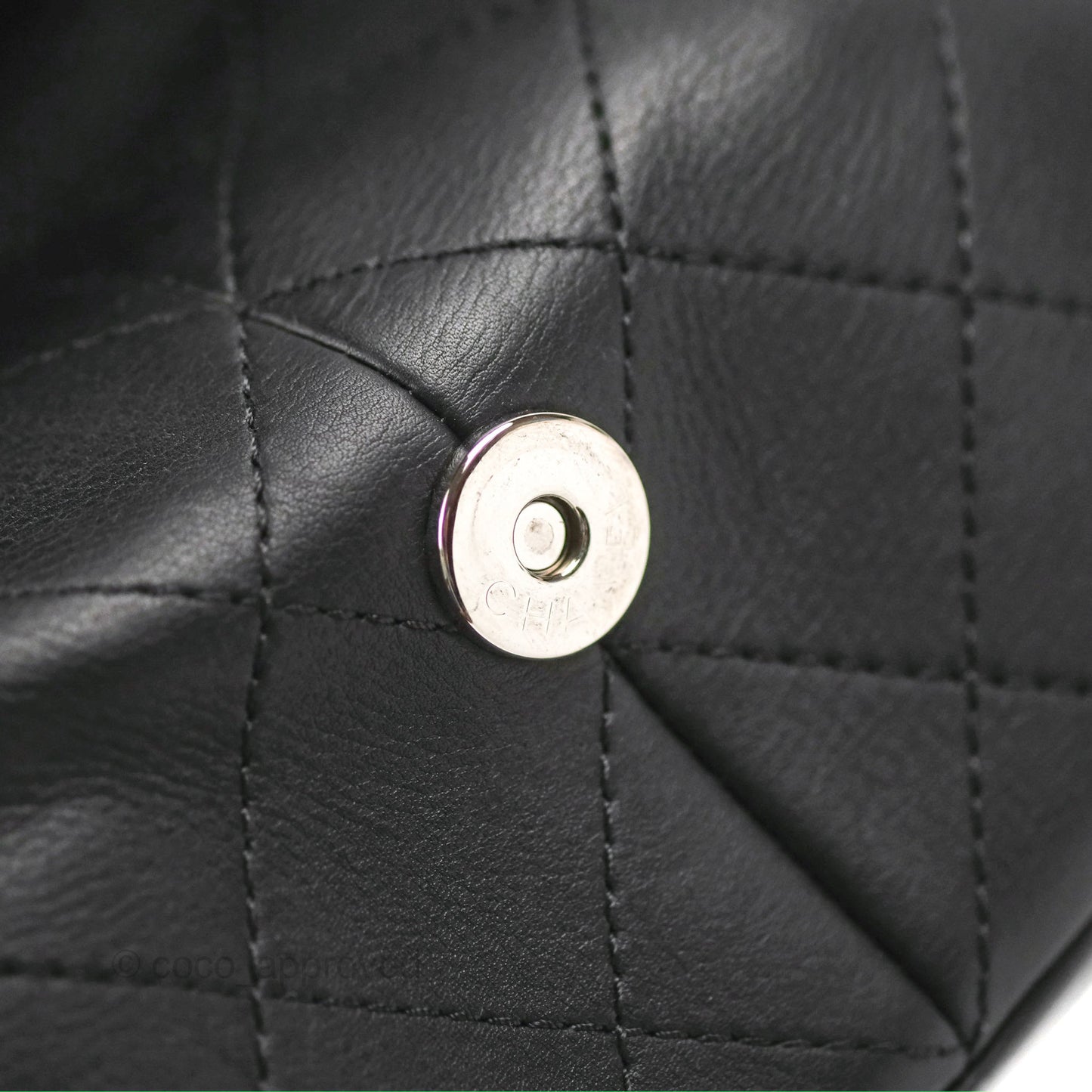 Chanel Flat Quilted Boston Bag Black Calfskin Silver Hardware