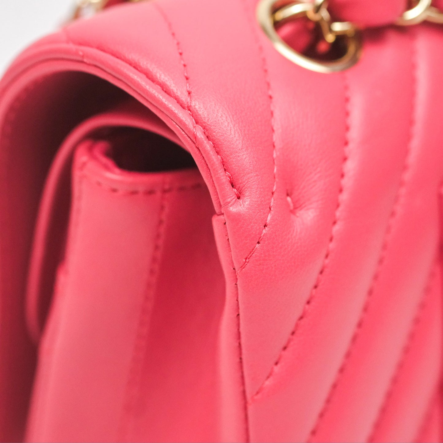 Chanel Medium Classic Flap Chevron Pink Lambskin Gold Hardware