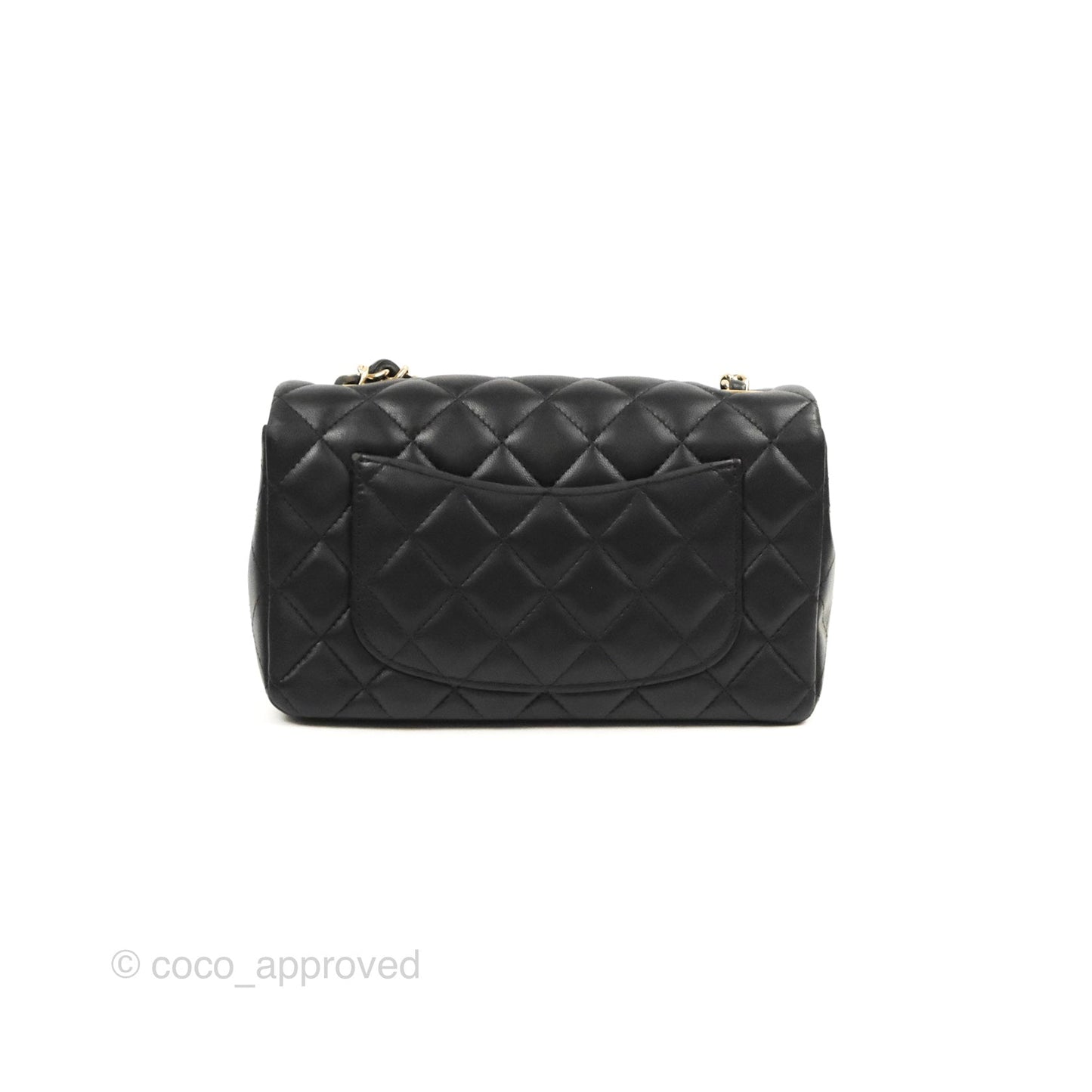 Chanel Quilted Mini Rectangular Flap Black Lambskin Gold Hardware