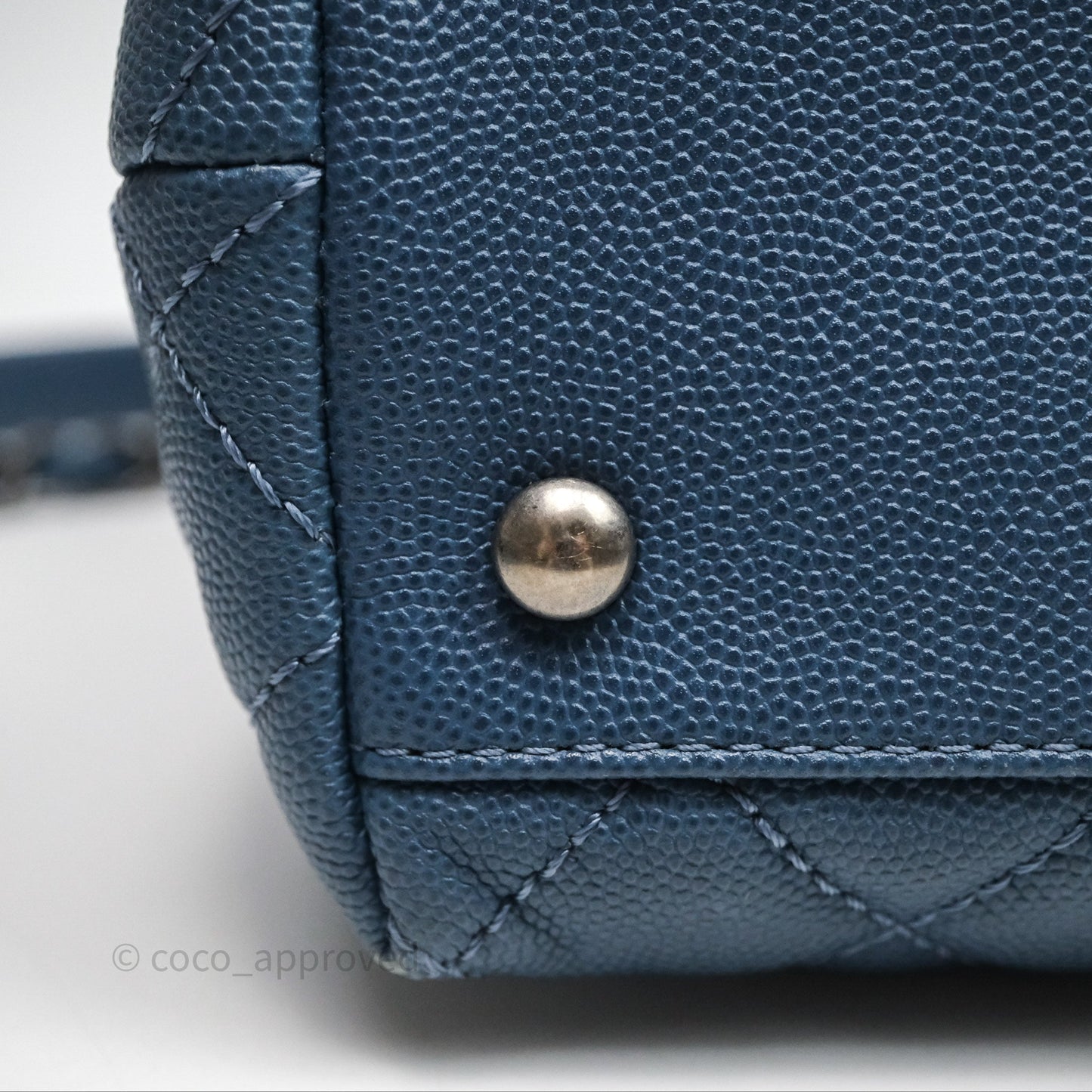 Chanel Medium Coco Handle Quilted Aged Caviar Dark Blue Ruthenium Hardware
