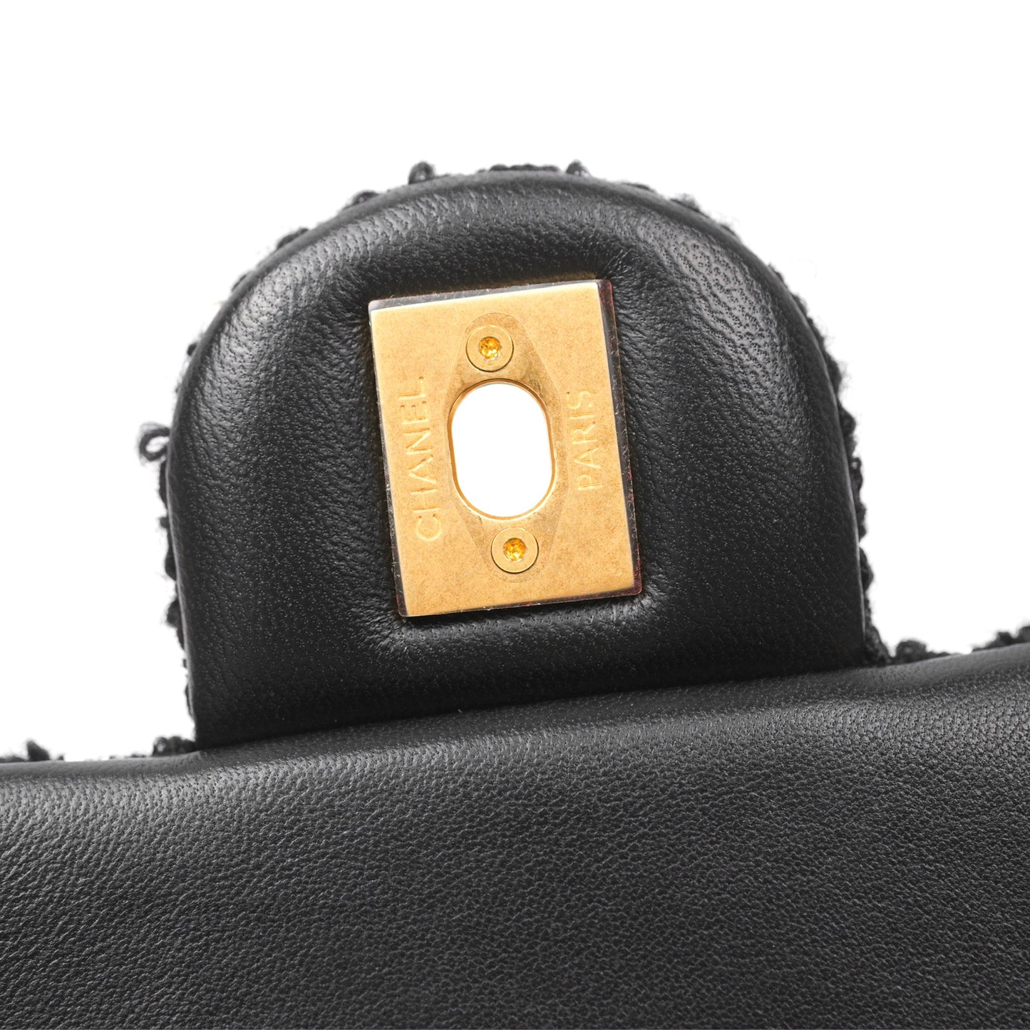 Chanel Mini Rectangular Pearl Crush Tweed Black White Grid Aged Gold Hardware