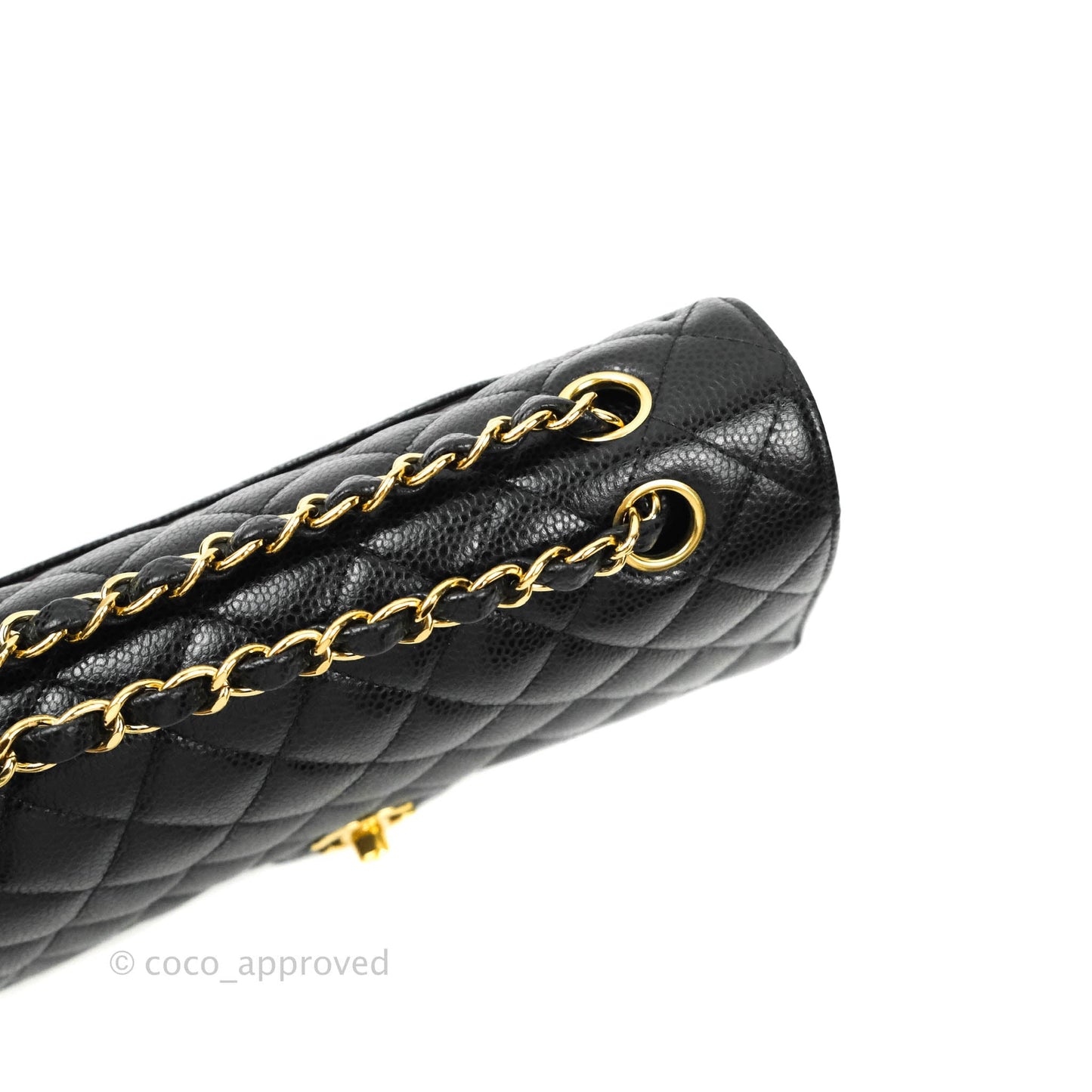 Chanel Quilted M/L Medium Double Flap Black Caviar Gold Hardware