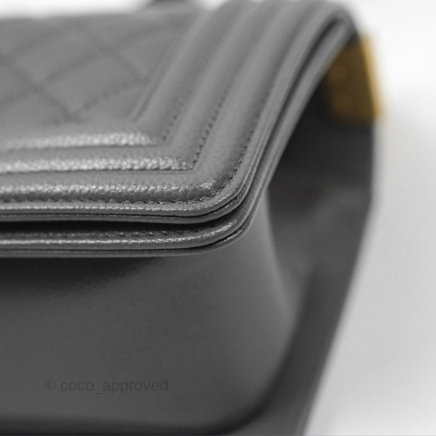 Chanel Small Boy Dark Grey Caviar Aged Gold Hardware