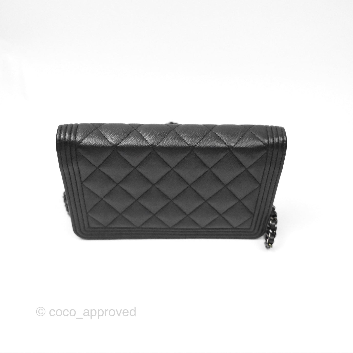 Chanel Quilted Boy Wallet on Chain WOC So Black Caviar
