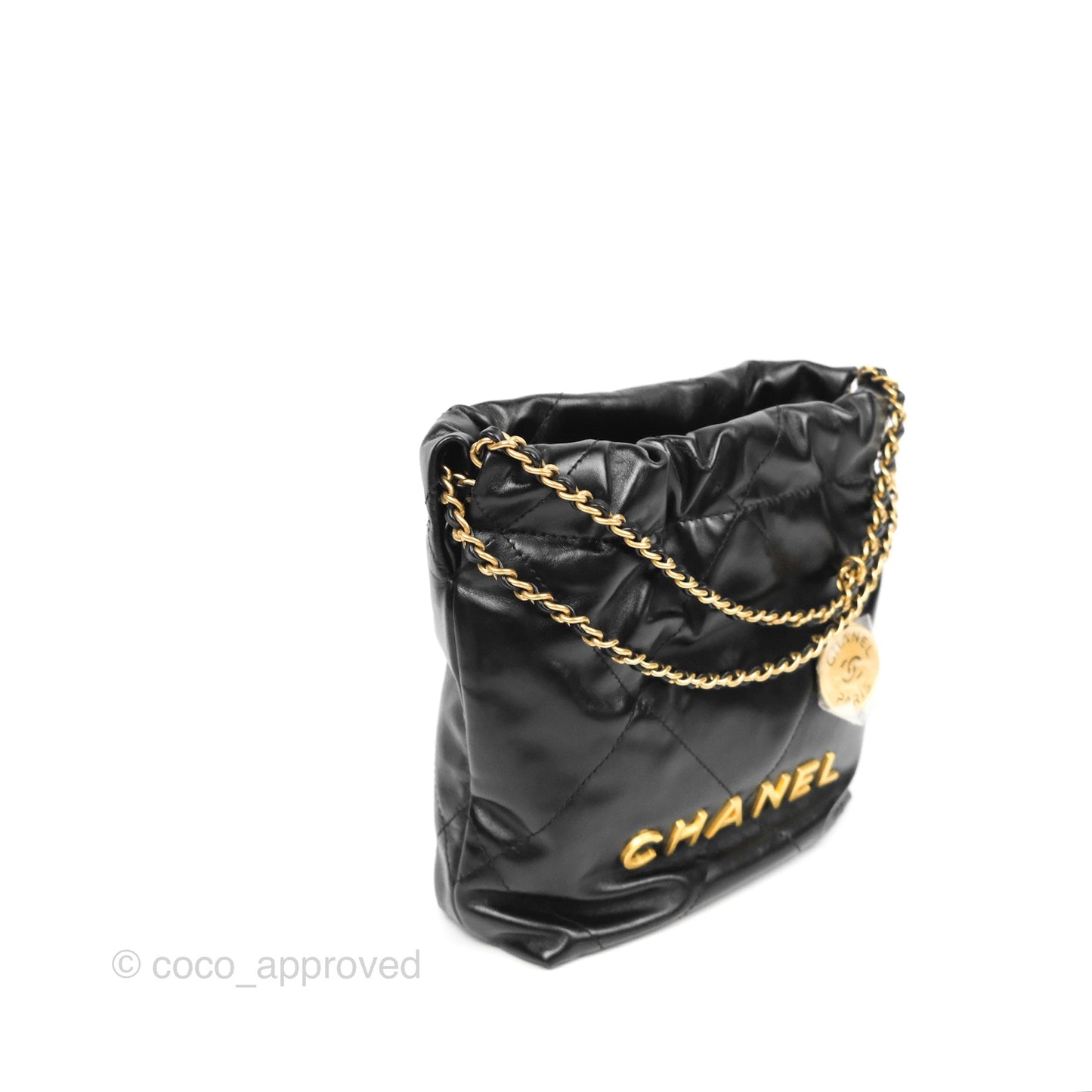 Chanel 22 Mini Bag Black Crumpled Calfskin