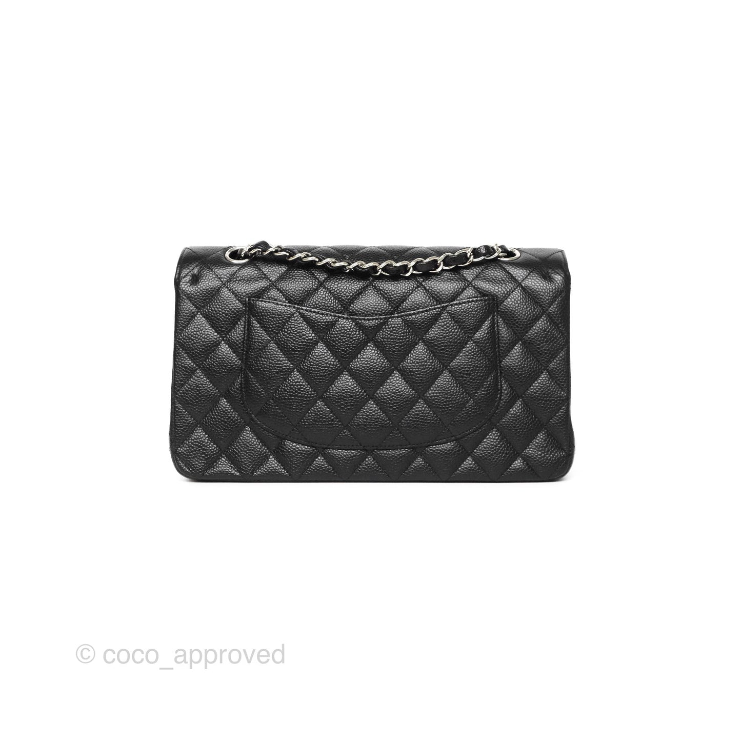 Chanel Classic M/L Medium Flap Quilted Black Caviar Silver Hardware