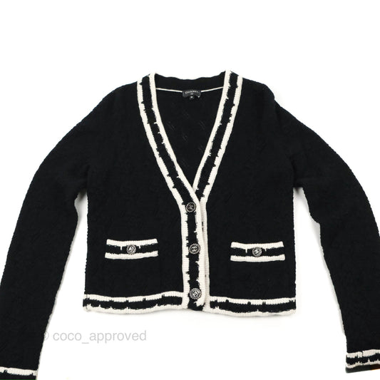 Chanel Black & White Cashmere Cardigan 22C
