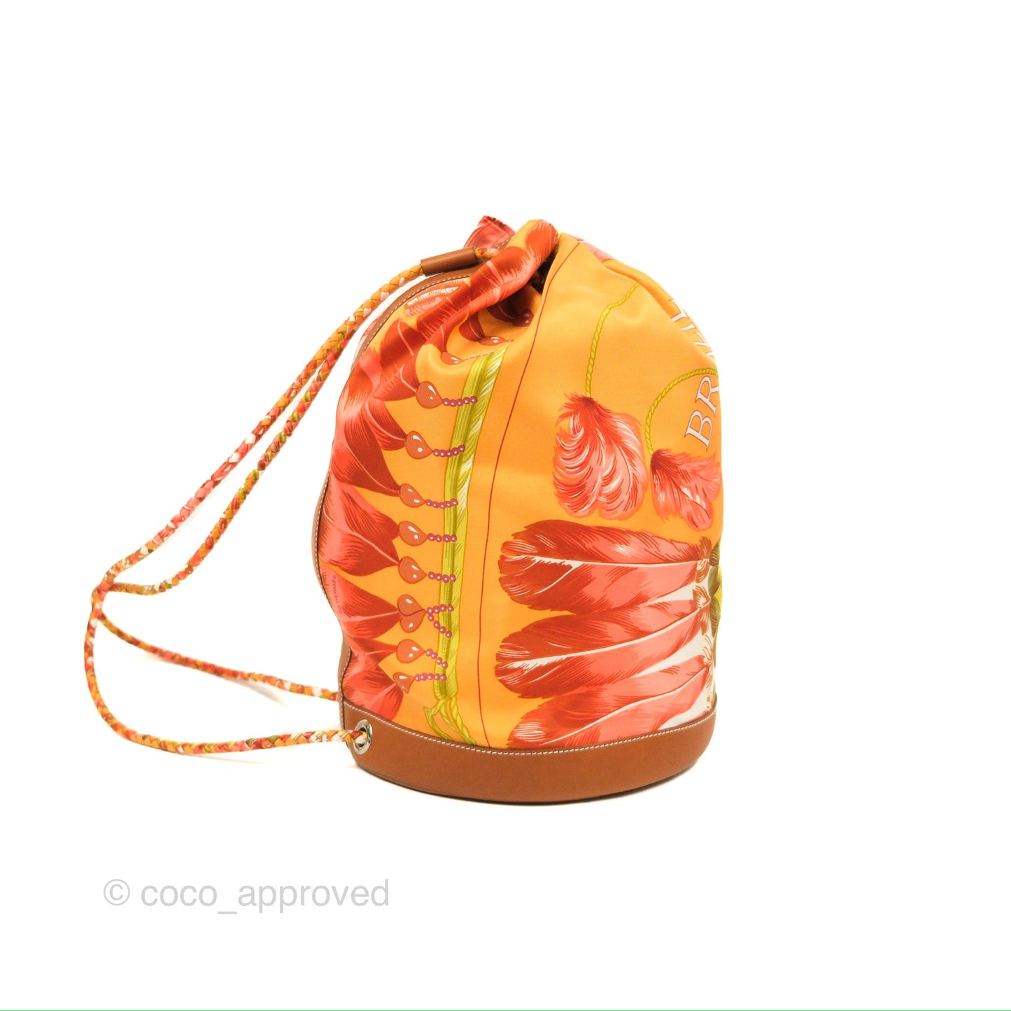 Hermes Sac Soie Cool Drawstring Backpack Orange