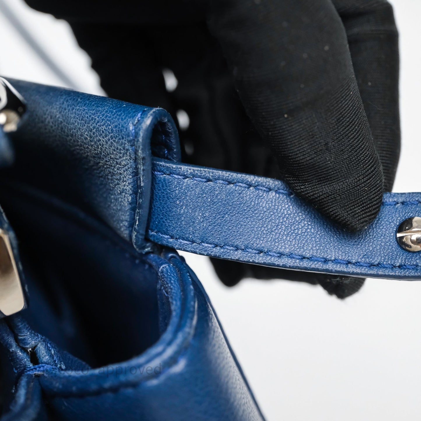 Fendi Nappa Mini Peekaboo Bag Blue Silver Hardware