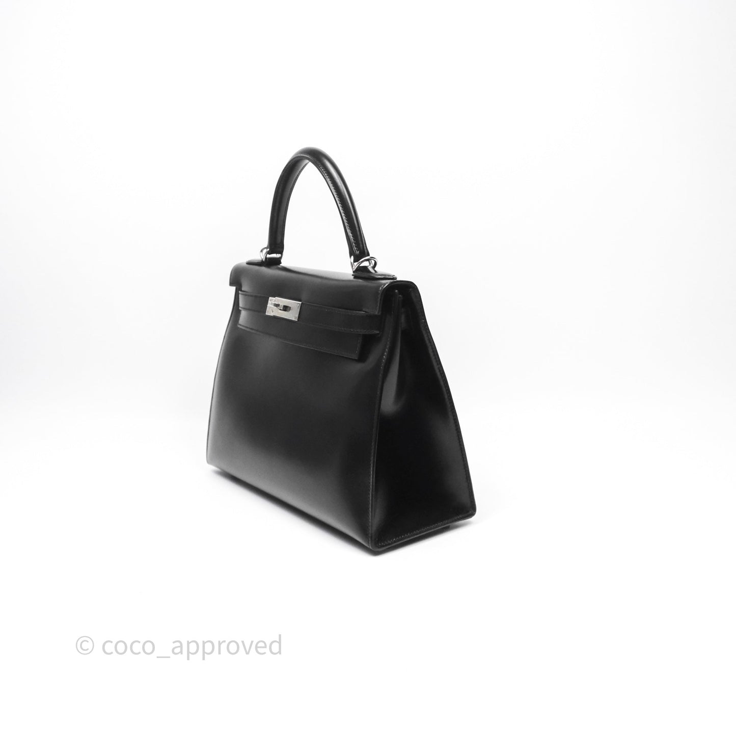 Hermès Kelly 28 Sellier Black Noir 89 Box Leather Palladium Hardware