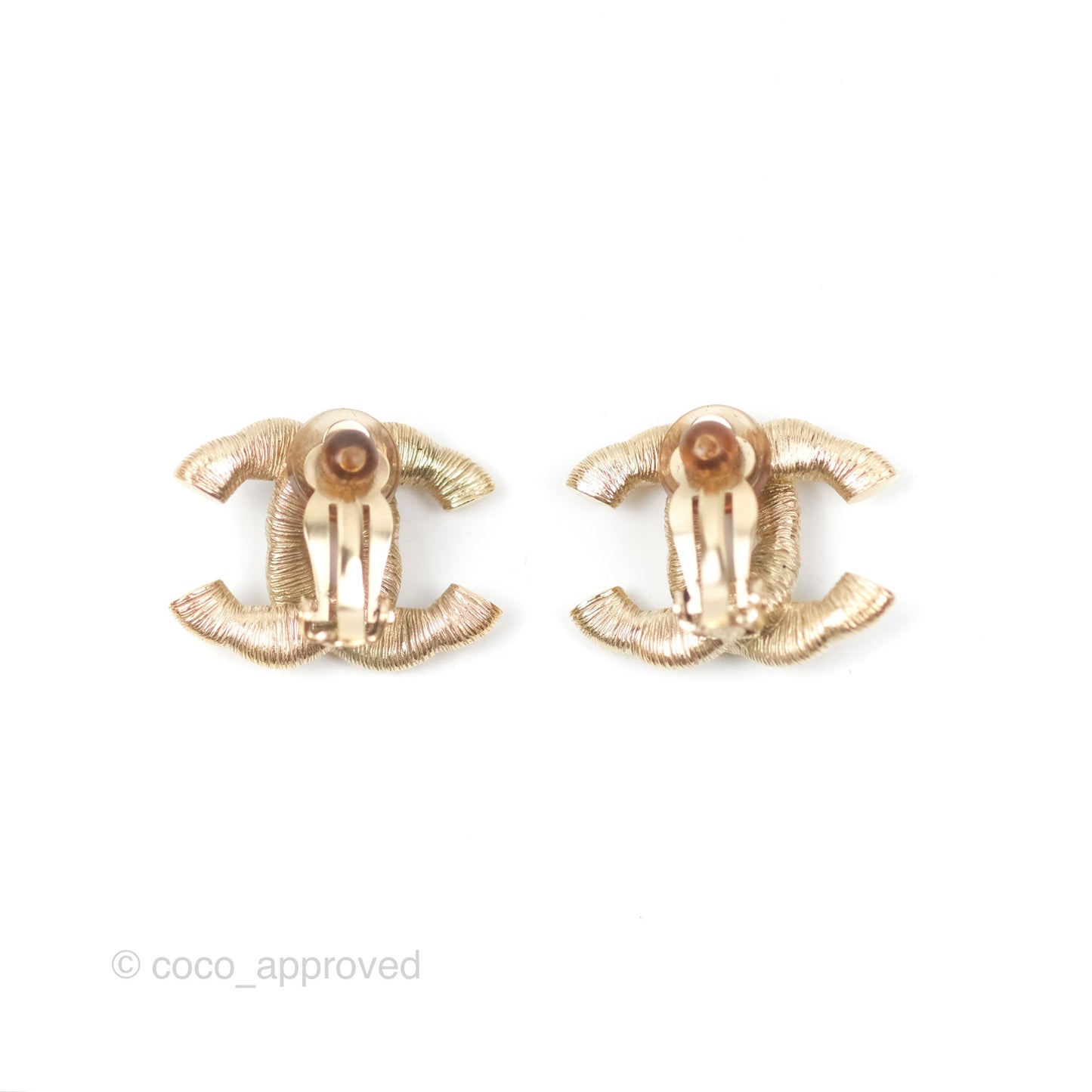 Chanel CC Pink Crystal Ear Clips Gold Tone 16C