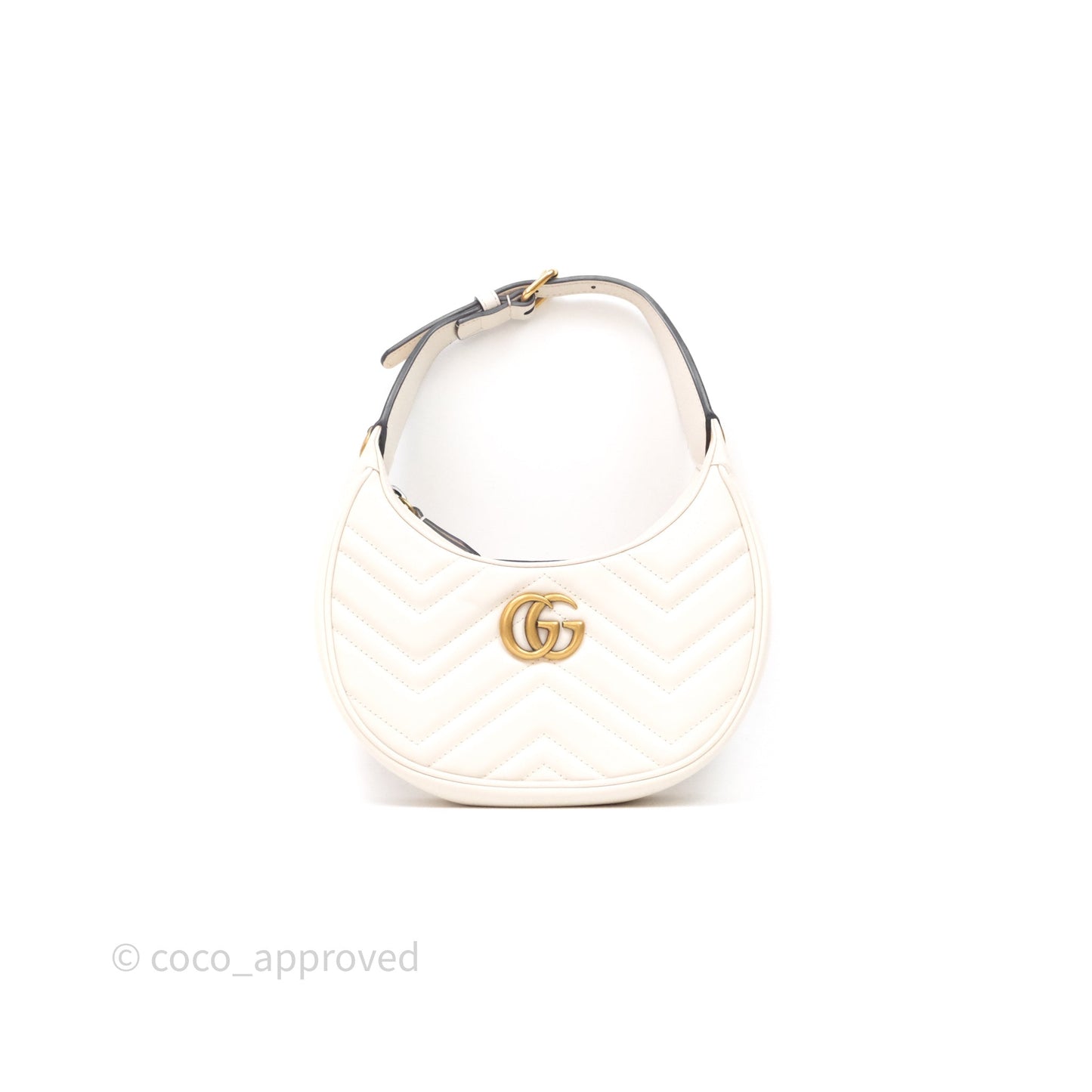 Gucci GG Marmont Half Moon-shaped Hobo Bag White
