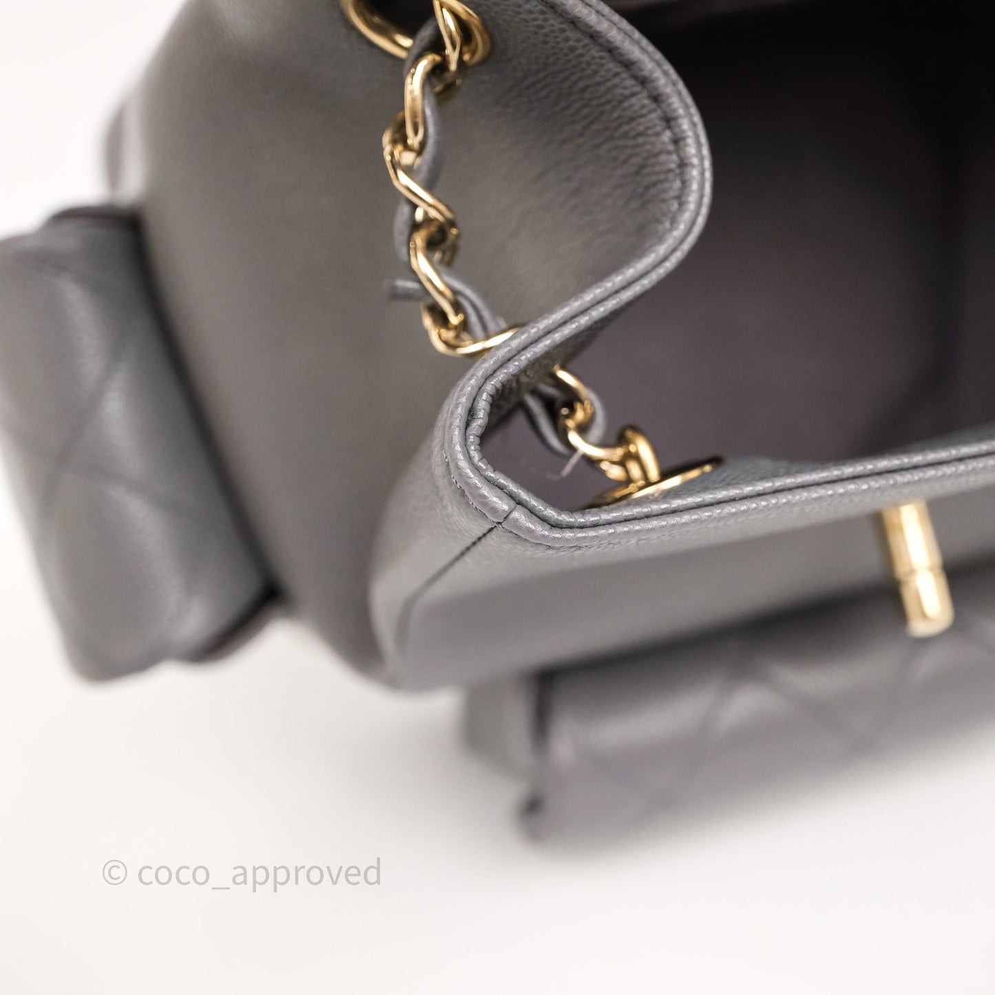 Chanel Small Duma Backpack Dark Grey Caviar Gold Hardware 23K