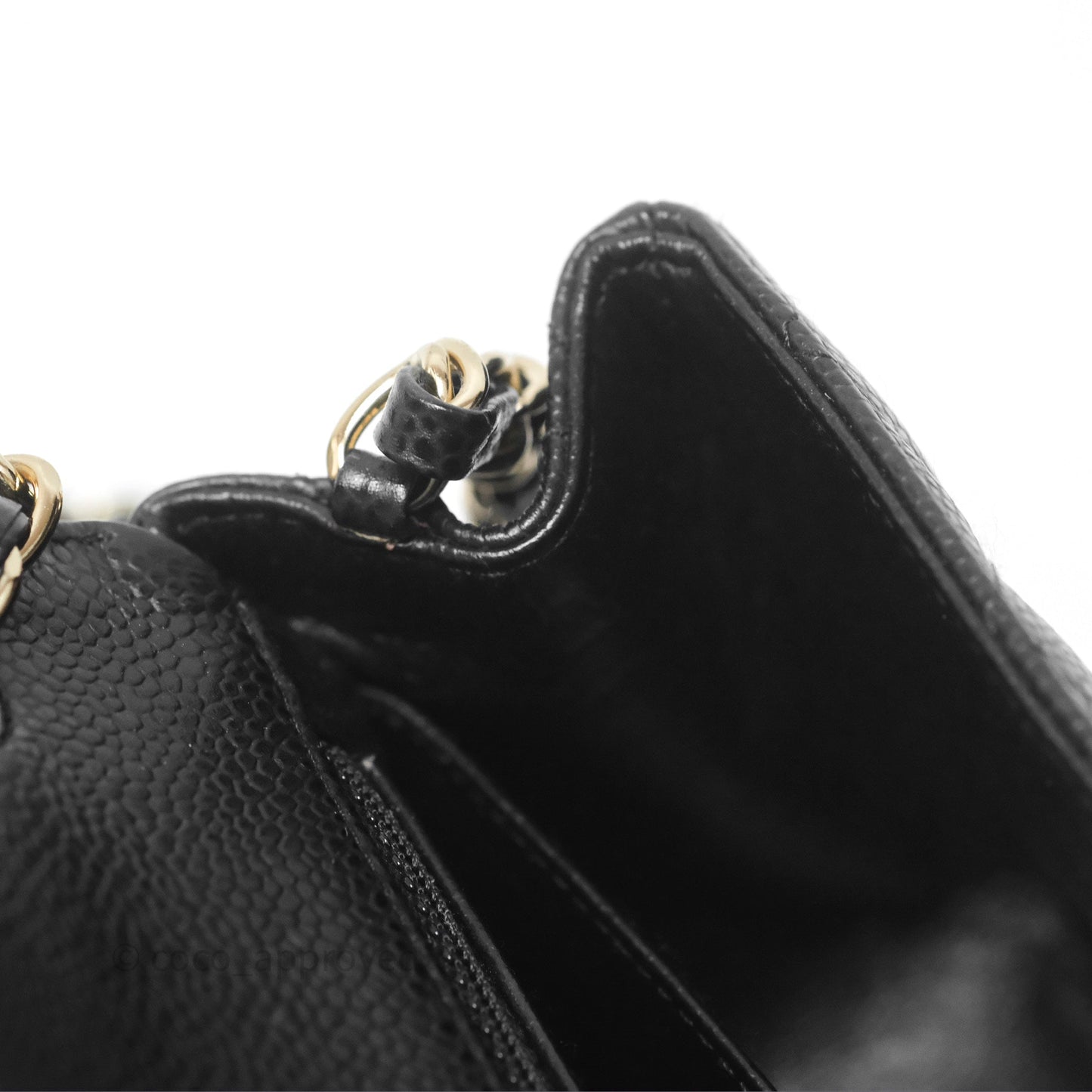 Chanel Vintage Mini Square Flap Quilted Black Caviar 24K Gold Hardware