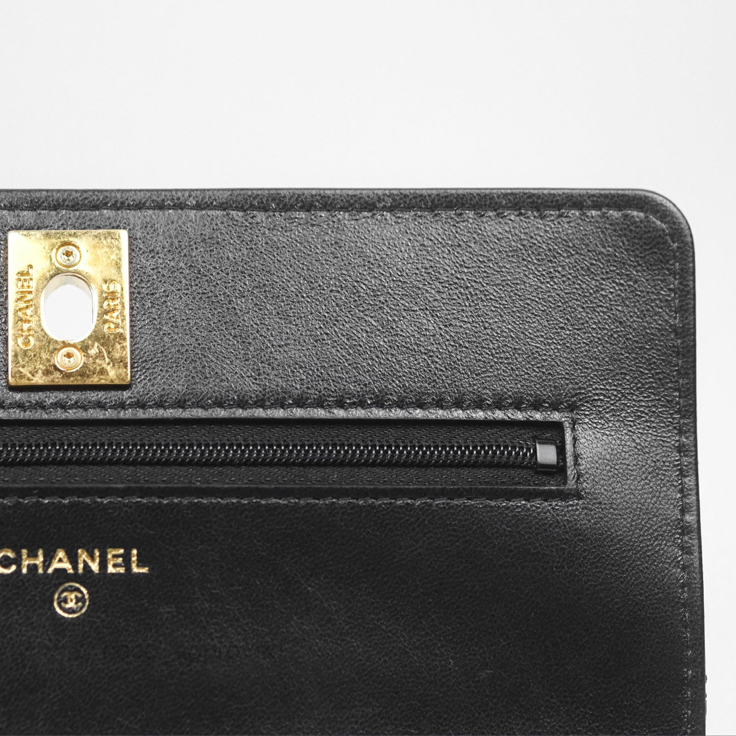 Chanel Quilted Dynasty Wallet on Chain WOC Black Shiny Lambskin Gold Hardware