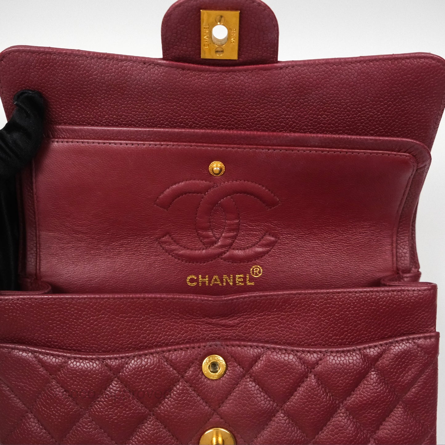 Chanel Vintage Classic Small S/M Flap Burgundy Caviar 24K Gold Hardware