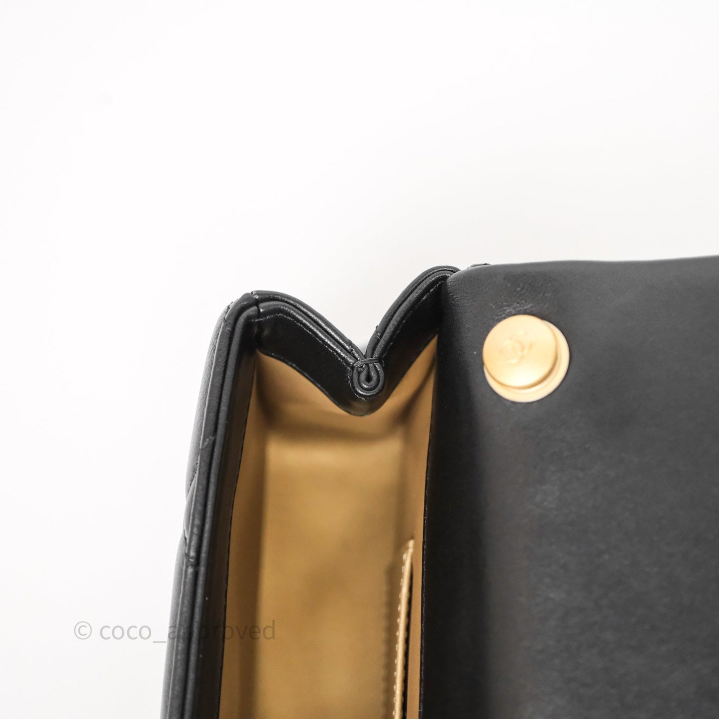 Chanel Quilted Flap Bag with Pearl Chain Black Calfskin Aged Gold Hardware