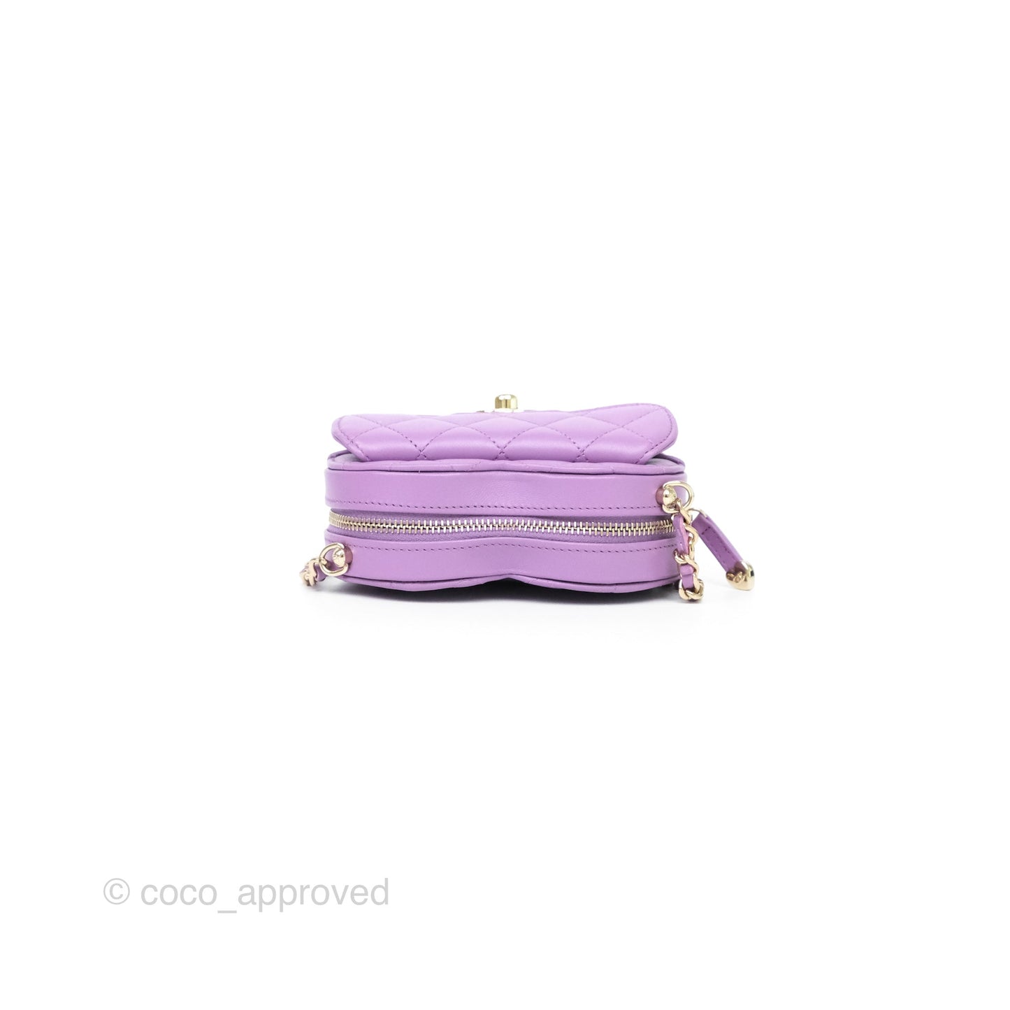 Chanel Small Heart Bag Purple Lambskin Gold Hardware 22S