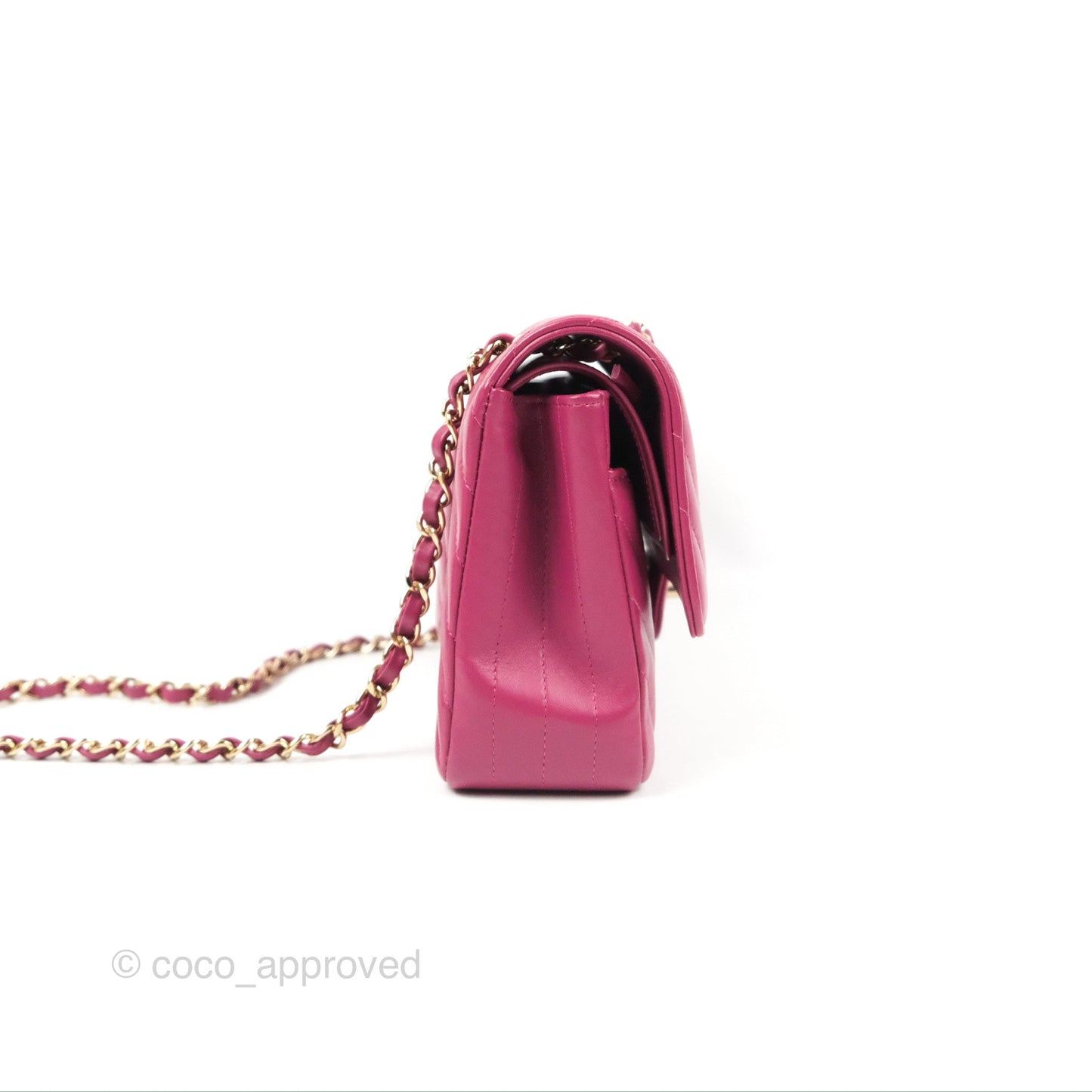 Chanel Medium Classic Flap Chevron Plum Pink Lambskin Gold Hardware