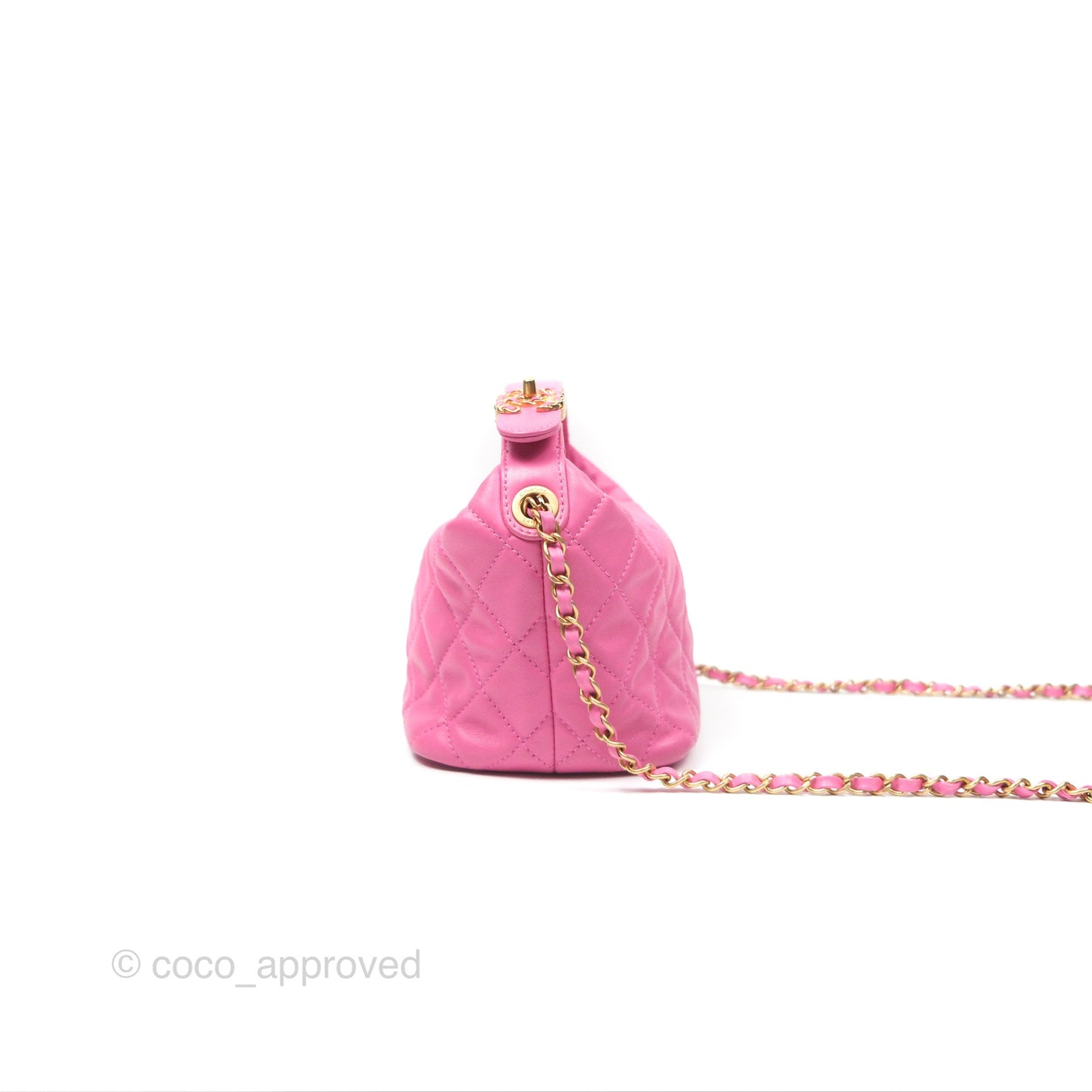 Chanel Quilted Small Perfect Meeting Hobo Pink Lambskin Aged Gold Hardware