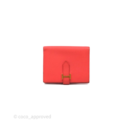 Hermes Bearn Wallet Rouge Tomate S5 Epsom Gold Hardware
