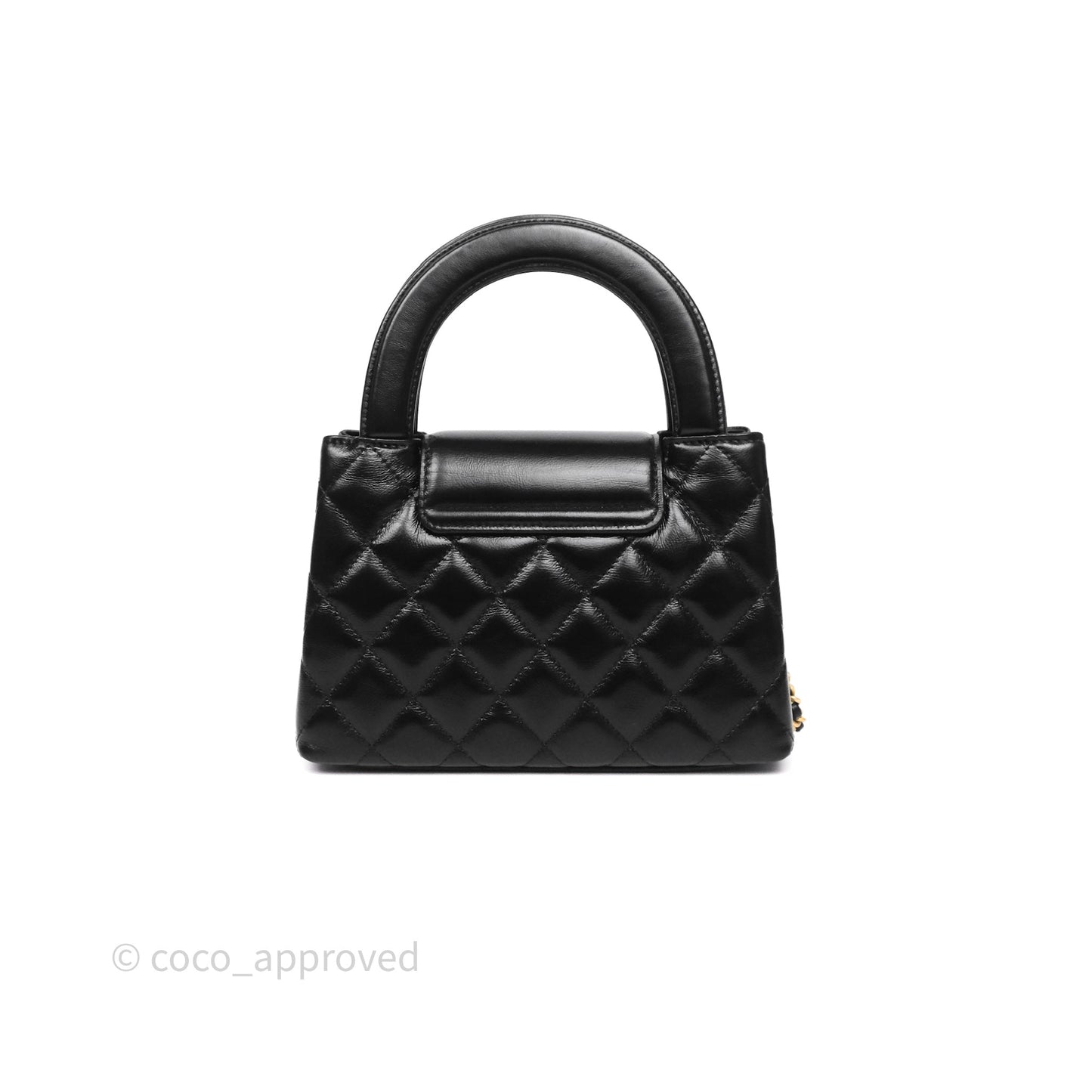 Chanel Kelly Bag Quilted Black Shiny Crumpled Calfskin Aged Gold Hardware