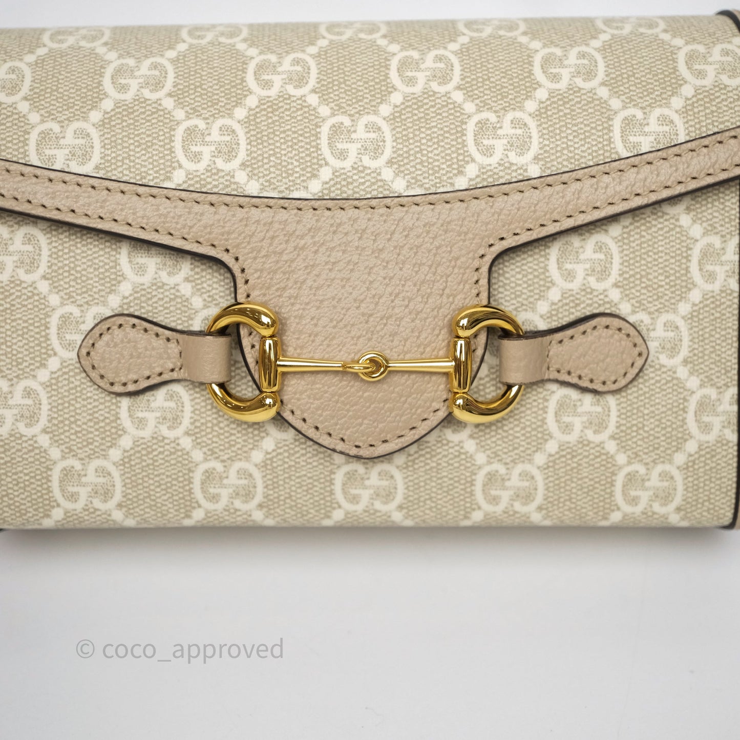 Gucci Horsebit 1955 Mini Bag Beige/ White GG Supreme Canvas Gold Hardware