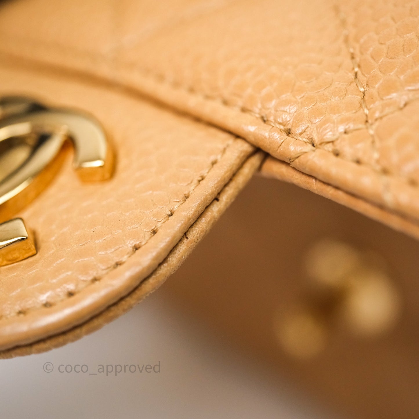 Chanel Vintage Mini Square Beige Caviar Gold Hardware