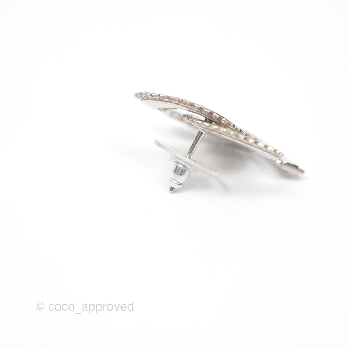 Chanel CC Earrings Silver Tone 15A