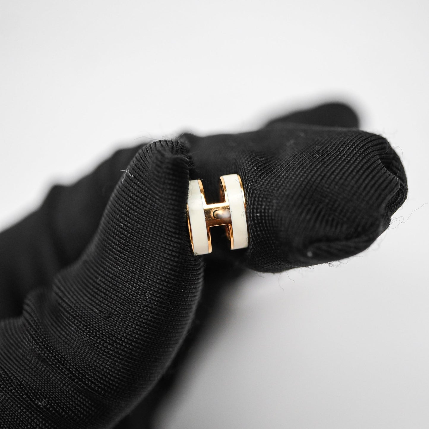 Hermes Mini Pop H Earrings Blanc Rose Gold