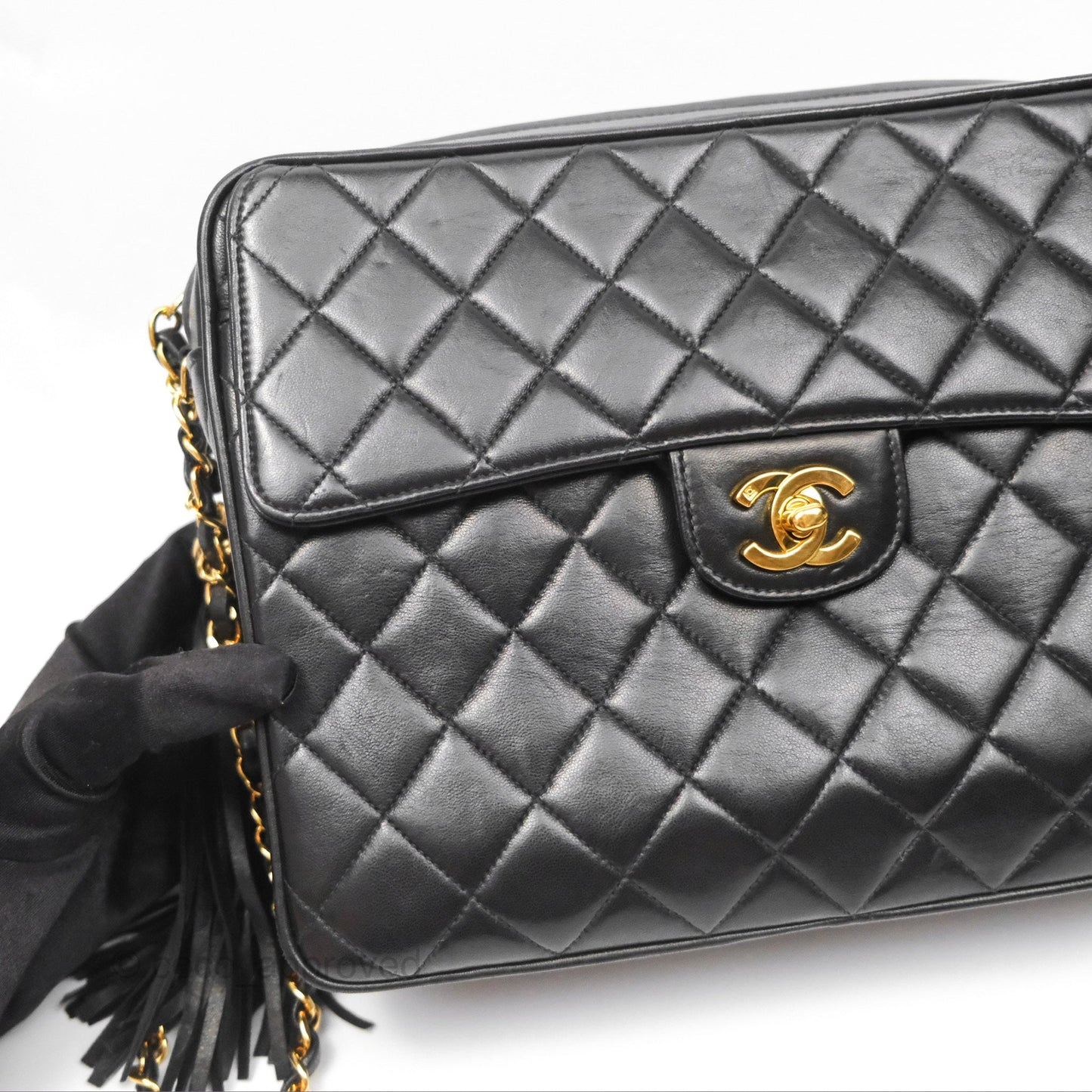 Chanel Vintage Camera Bag Black Lambskin 24K Gold Hardware