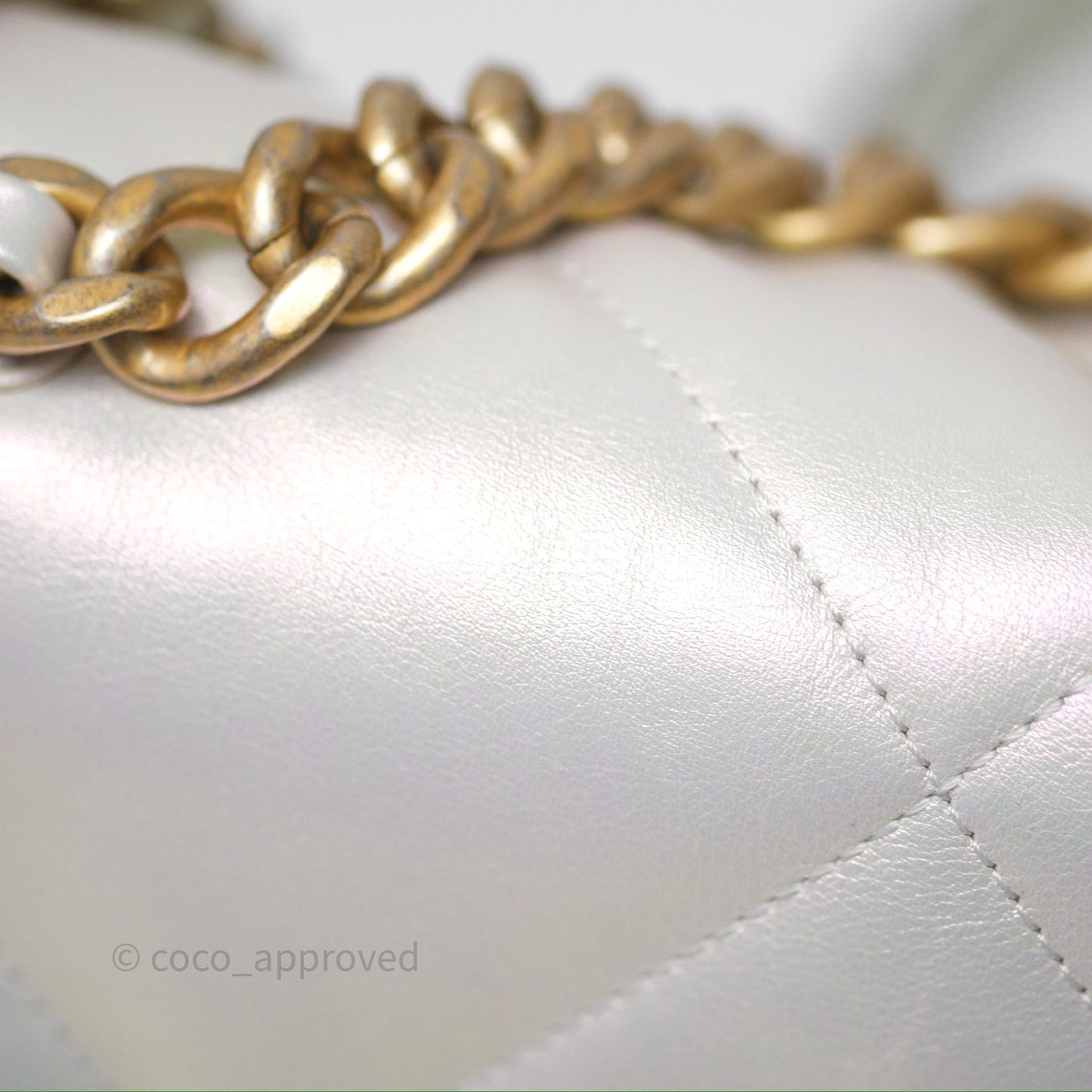 Chanel 19 Small Iridescent White Mixed Hardware