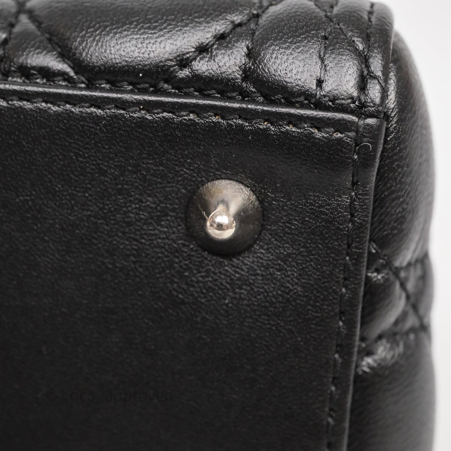 Christian Dior Medium Lady Dior Black Lambskin Silver Hardware