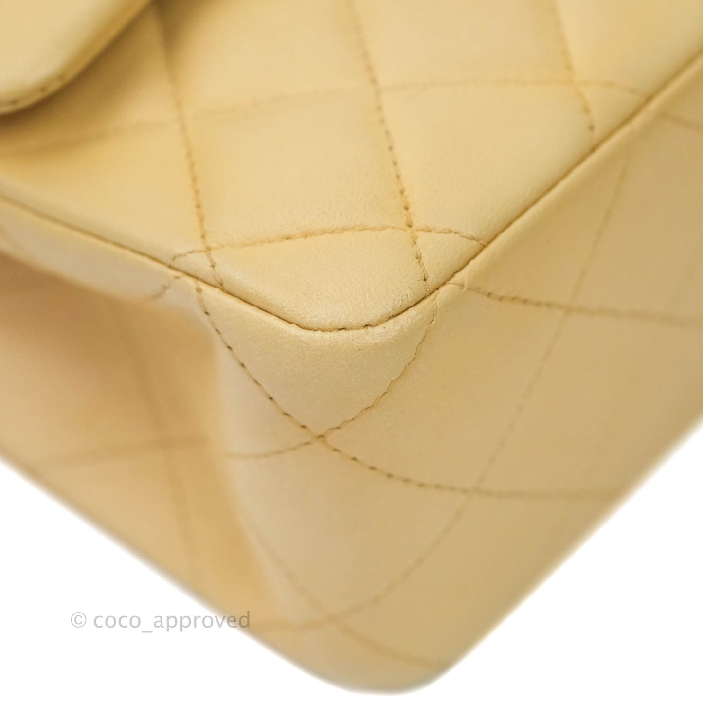 Chanel Vintage M/L Medium Double Flap Bag Beige Lambskin 24K Gold Hardware