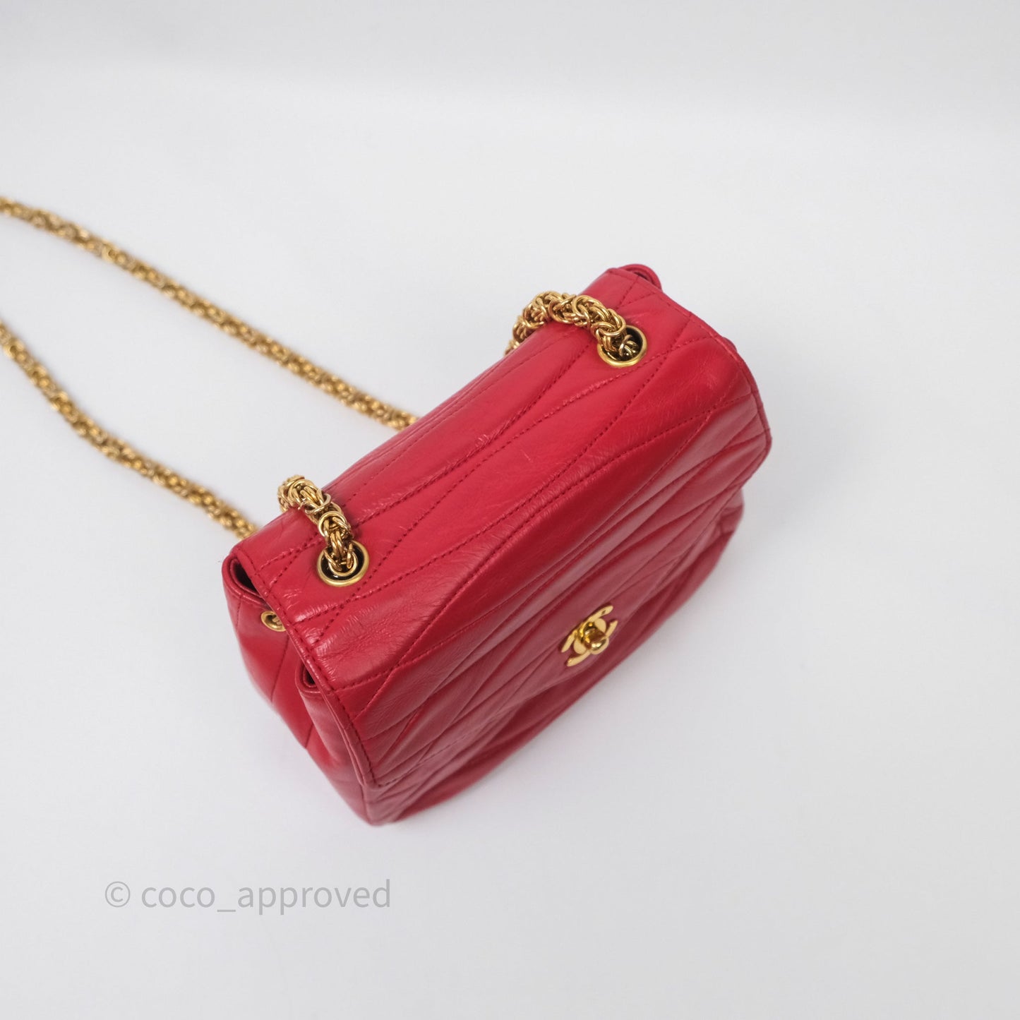 Chanel Vintage Quilted Flap Bag Red Lambskin Gold Hardware