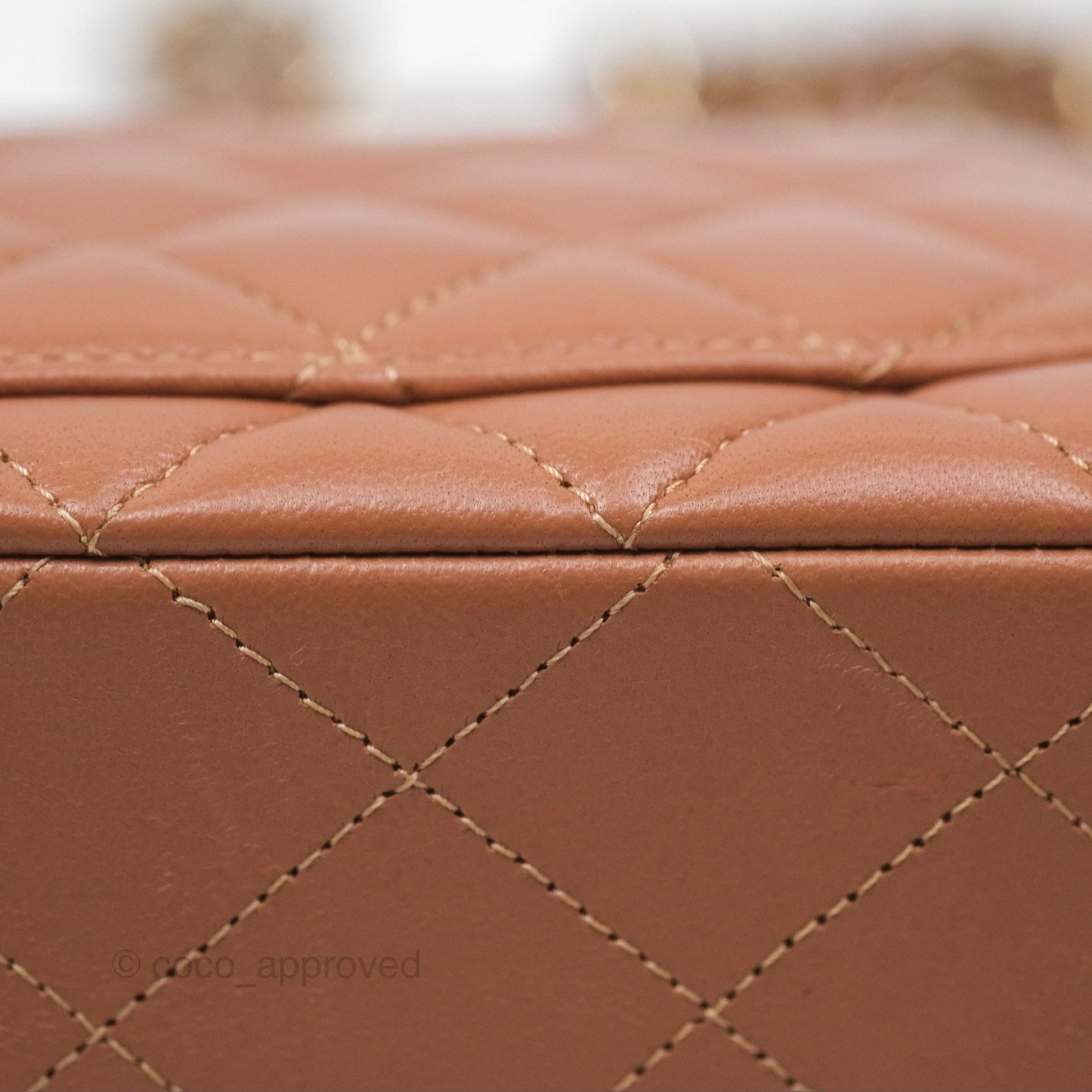 Chanel Small Classic Quilted Flap Dark Beige Caramel Lambskin Gold Hardware