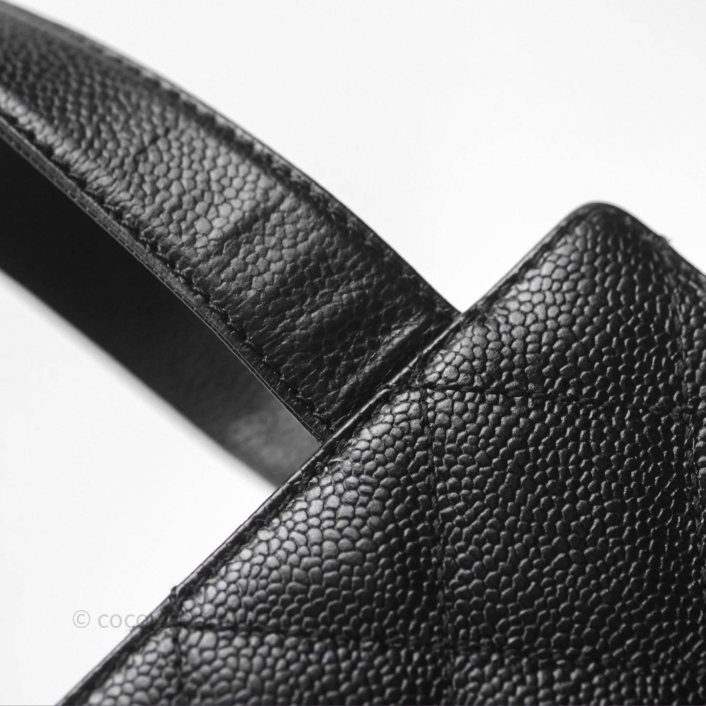 Chanel Vintage Quilted CC Tote Black Caviar Gold Hardware