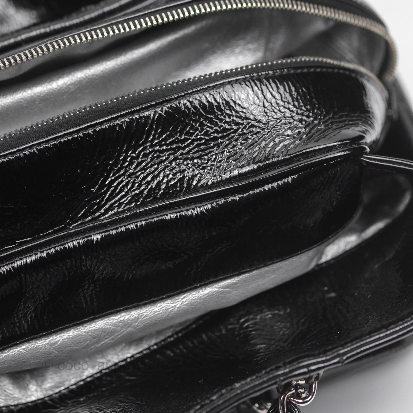 Chanel Bowling Tote Bag Black Glazed Calfskin Silver Hardware